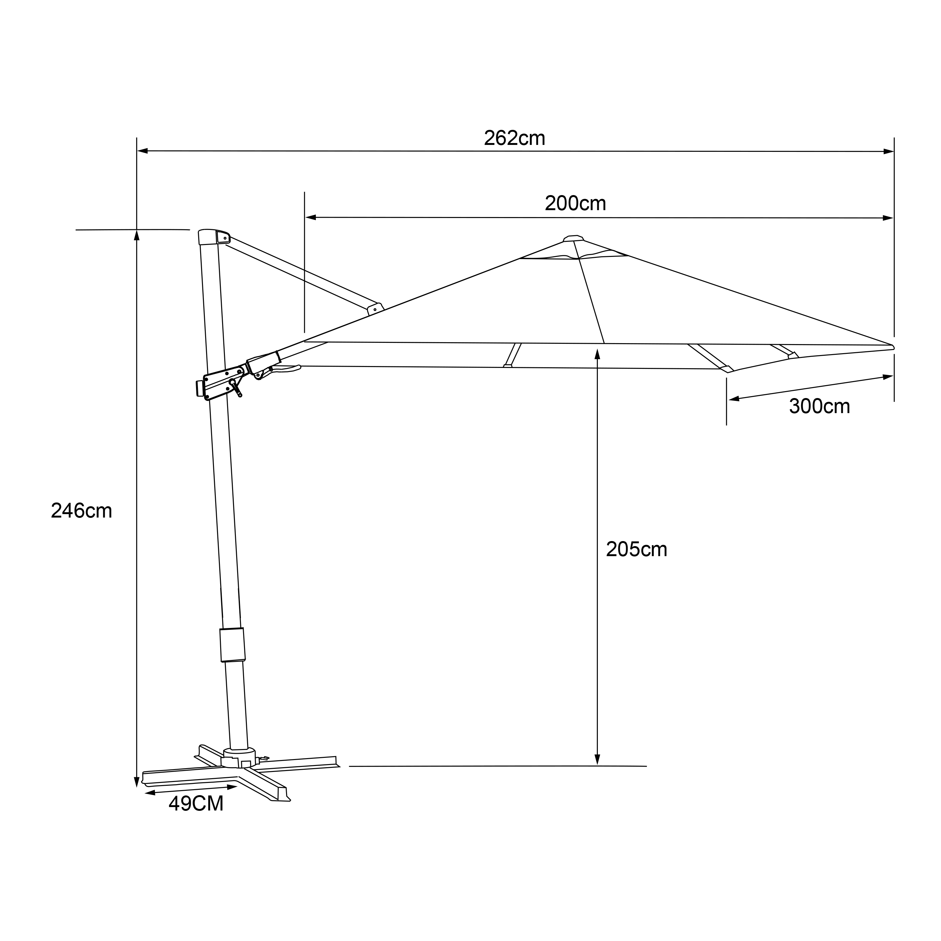 AXI Milad Premium Zweefparasol 200x300cm Wit/grijs