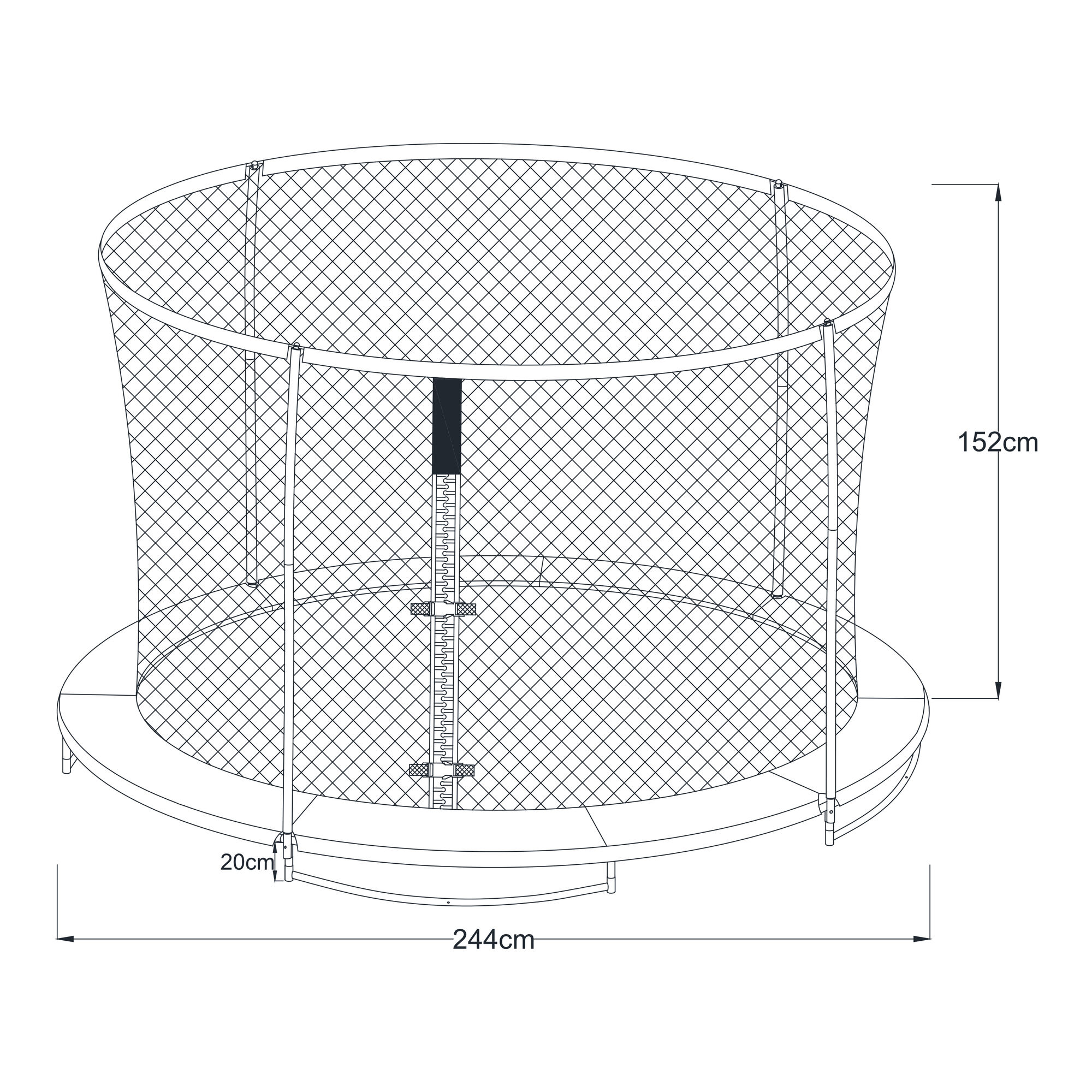 AXI Boston Trampoline met veiligheidsnet Ø 244 cm Zwart - Inground & Onground op palen – Rond 8ft