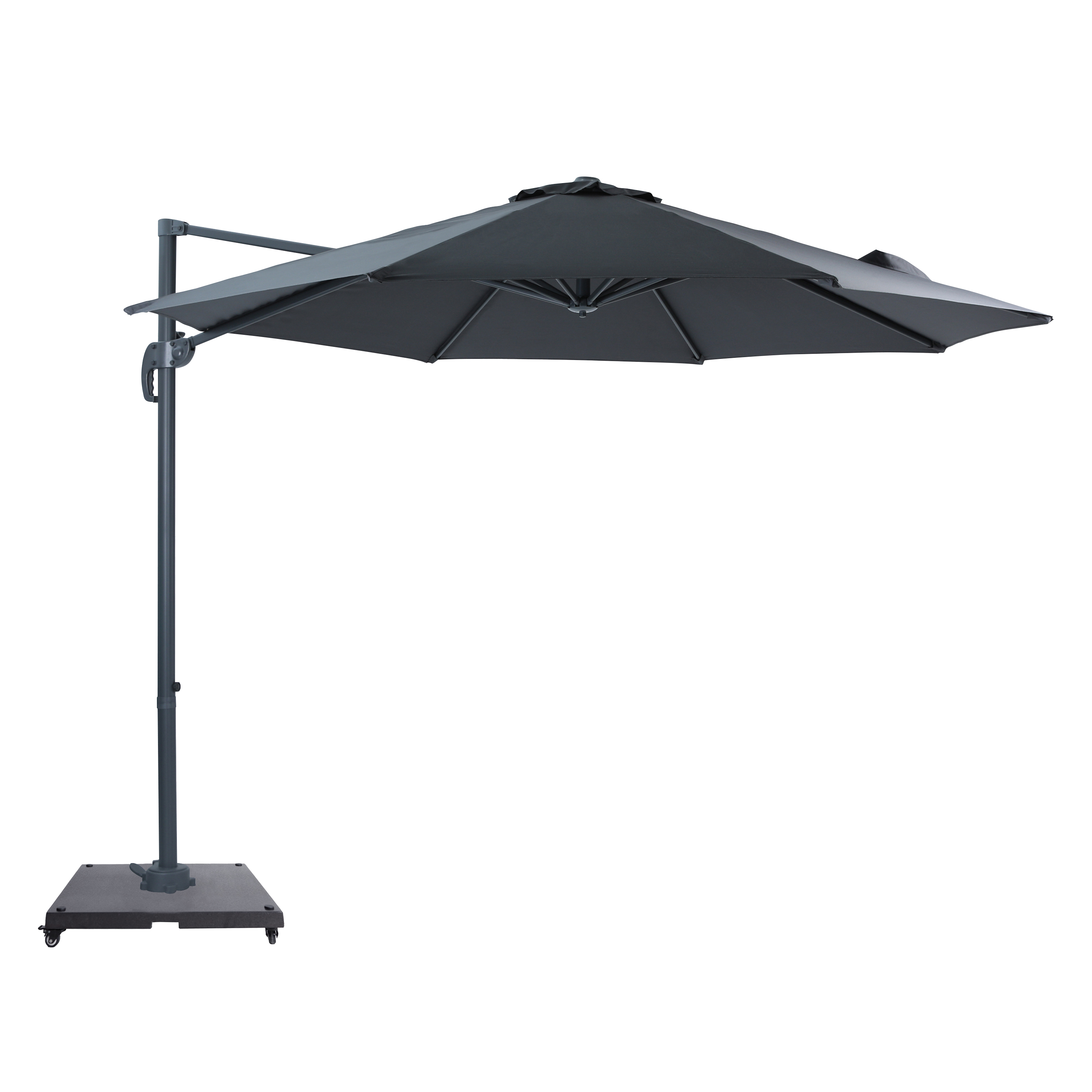 AXI Marisol Cantilever Parasol Ø 300cm incl. parasol base with wheels Anthracite/Grey – Complete set