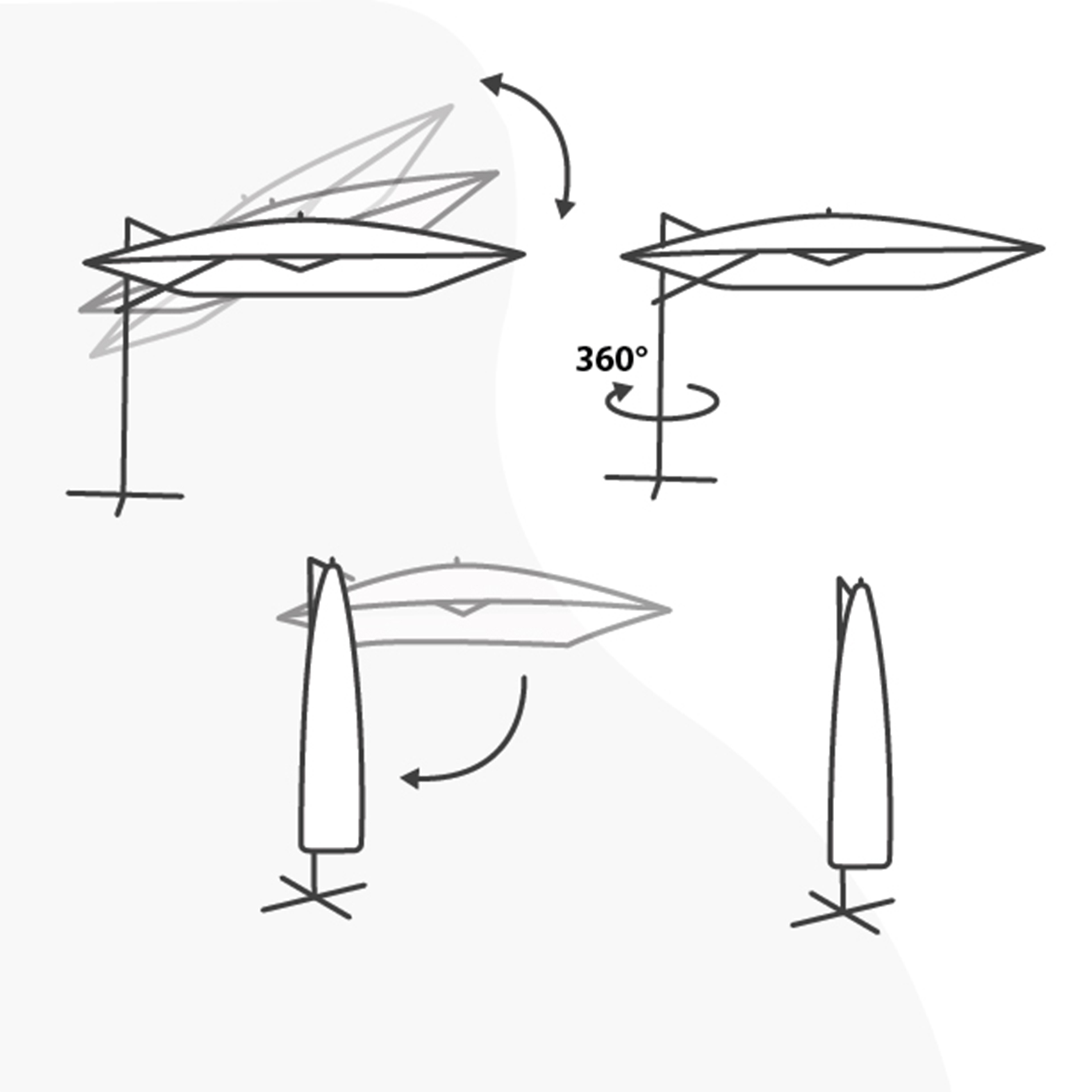 AXI Nima Cantilever Parasol 300x300 cm incl. Parasol Base with Wheels Anthracite/Beige – Complete Set