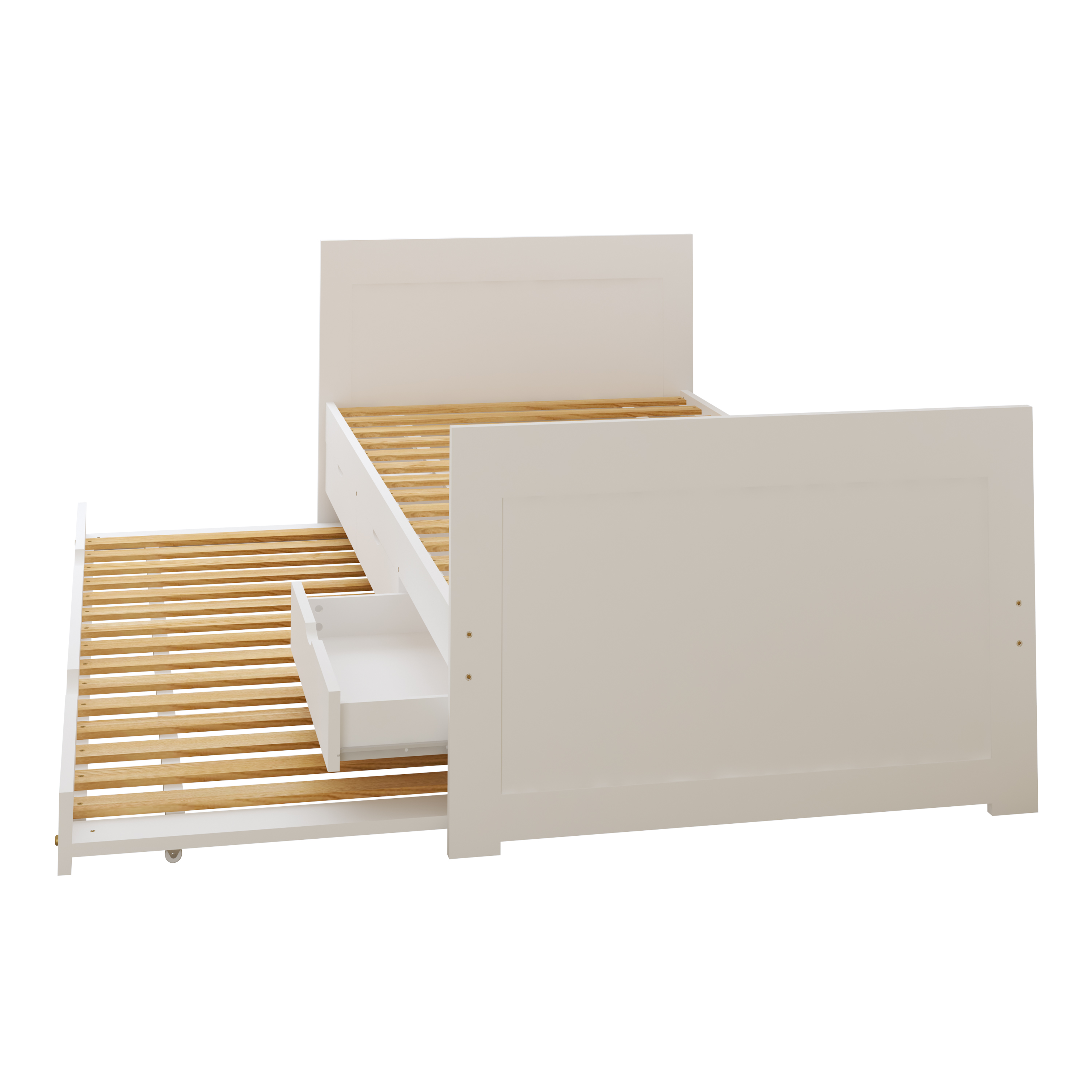 Sunny Eli Kids Bed with Trundle and 3 Storage Drawers White – Without Mattress