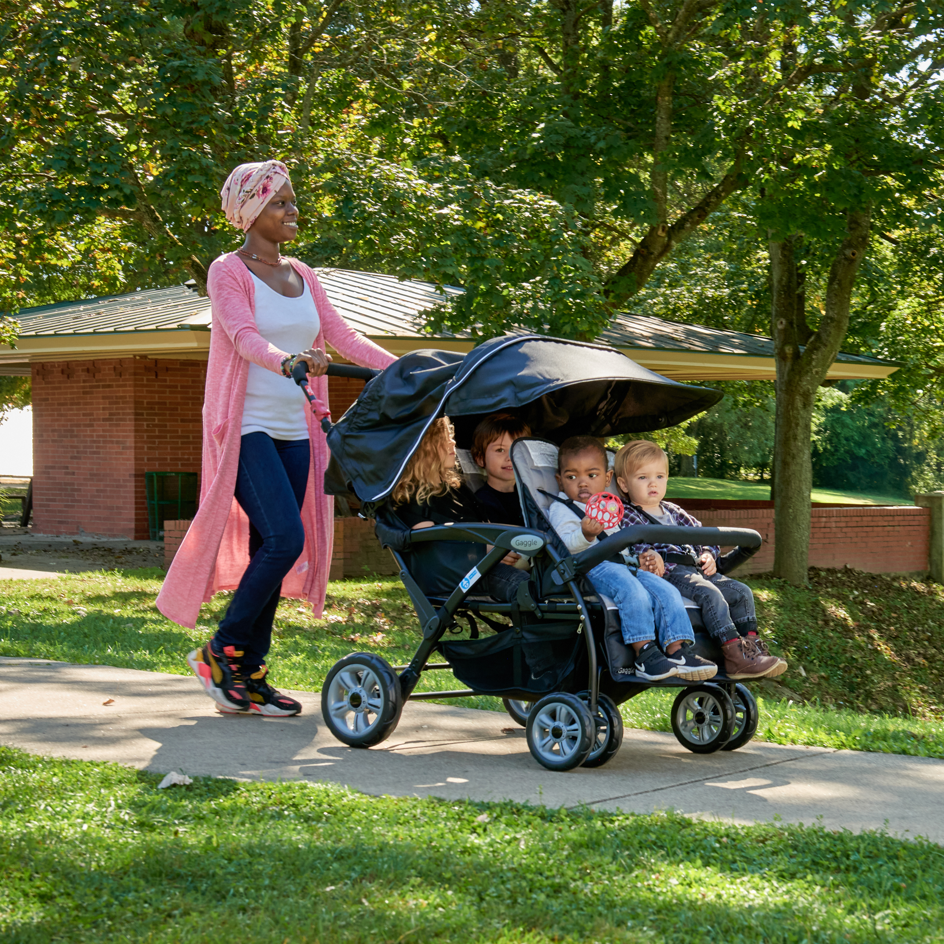 Gaggle Odyssey 4x4 Quad Stroller for 4 Children - Black