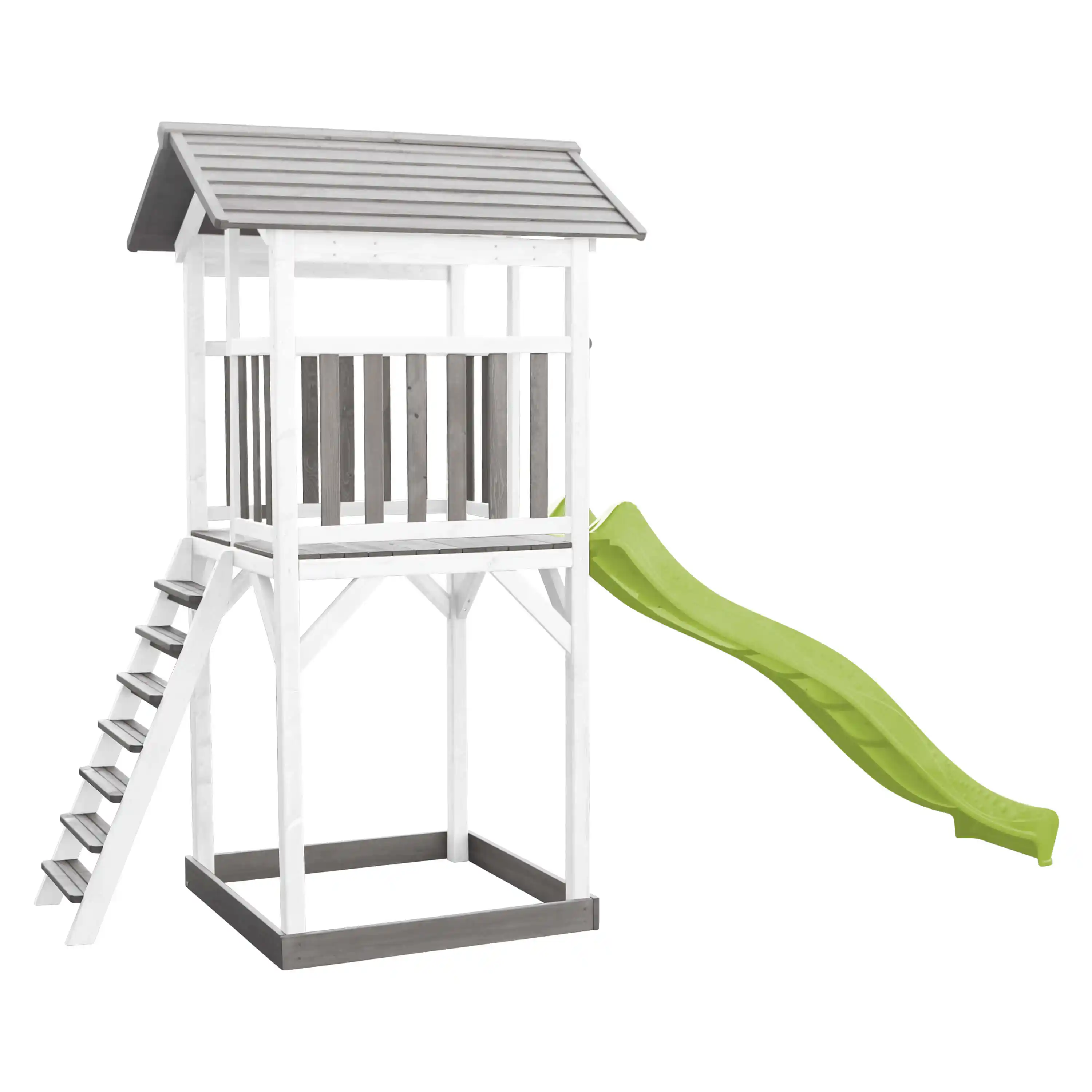 AXI Beach Tower Speeltoren Grijs/wit - Limoen groene glijbaan