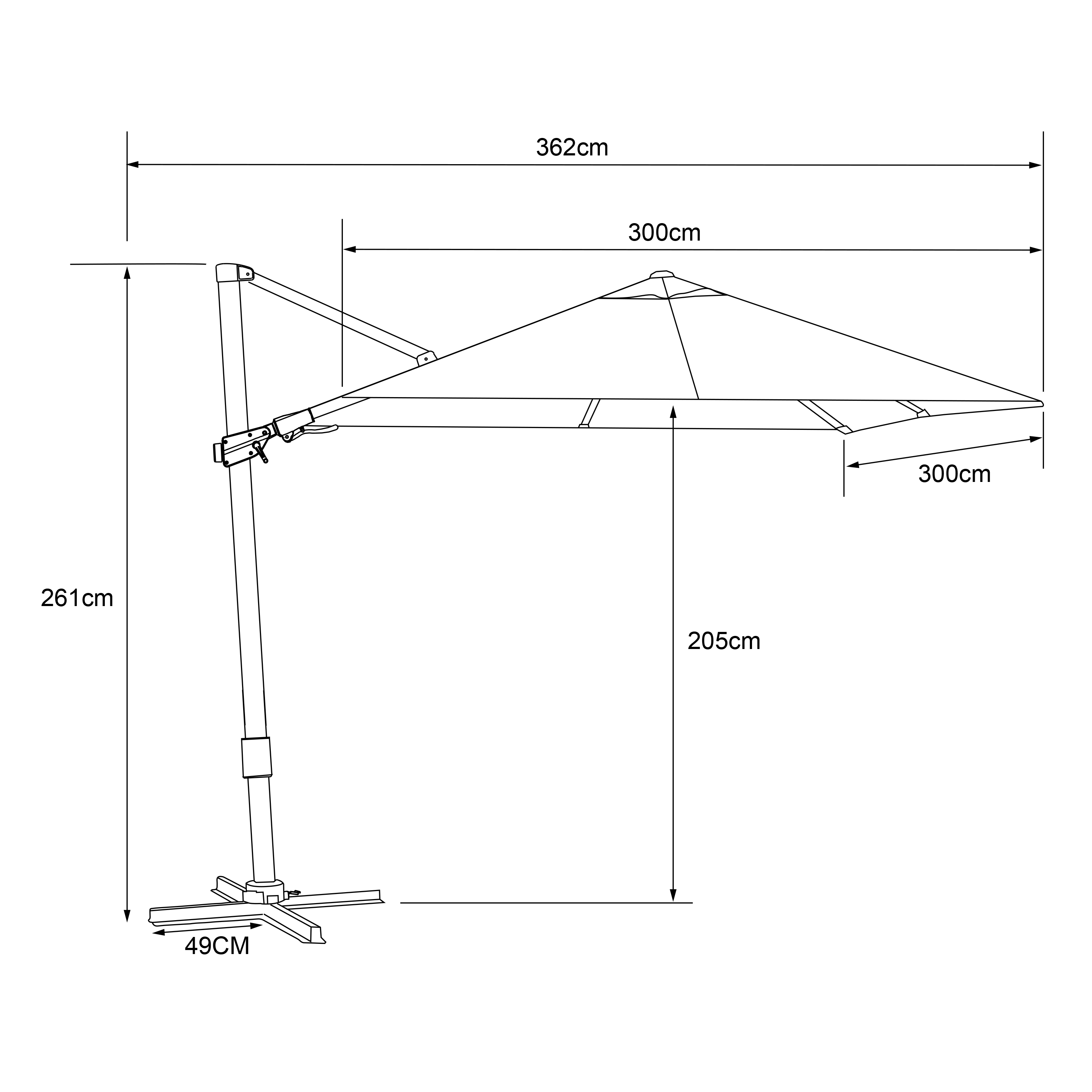 AXI Alina Cantilever Parasol 300x300cm Oak-look/Taupe