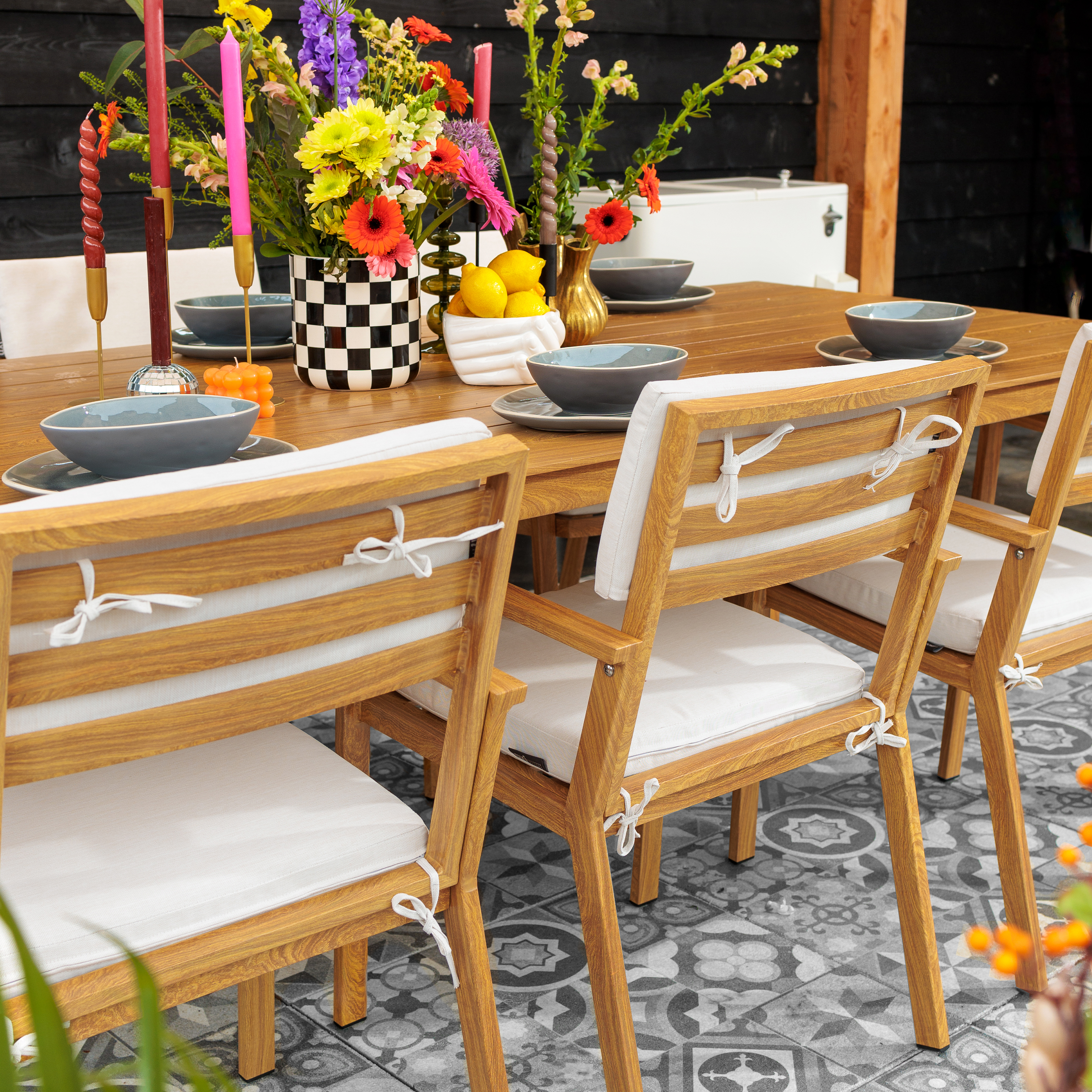 AXI Jada Garden set with 6 Chairs Wood-look/beige