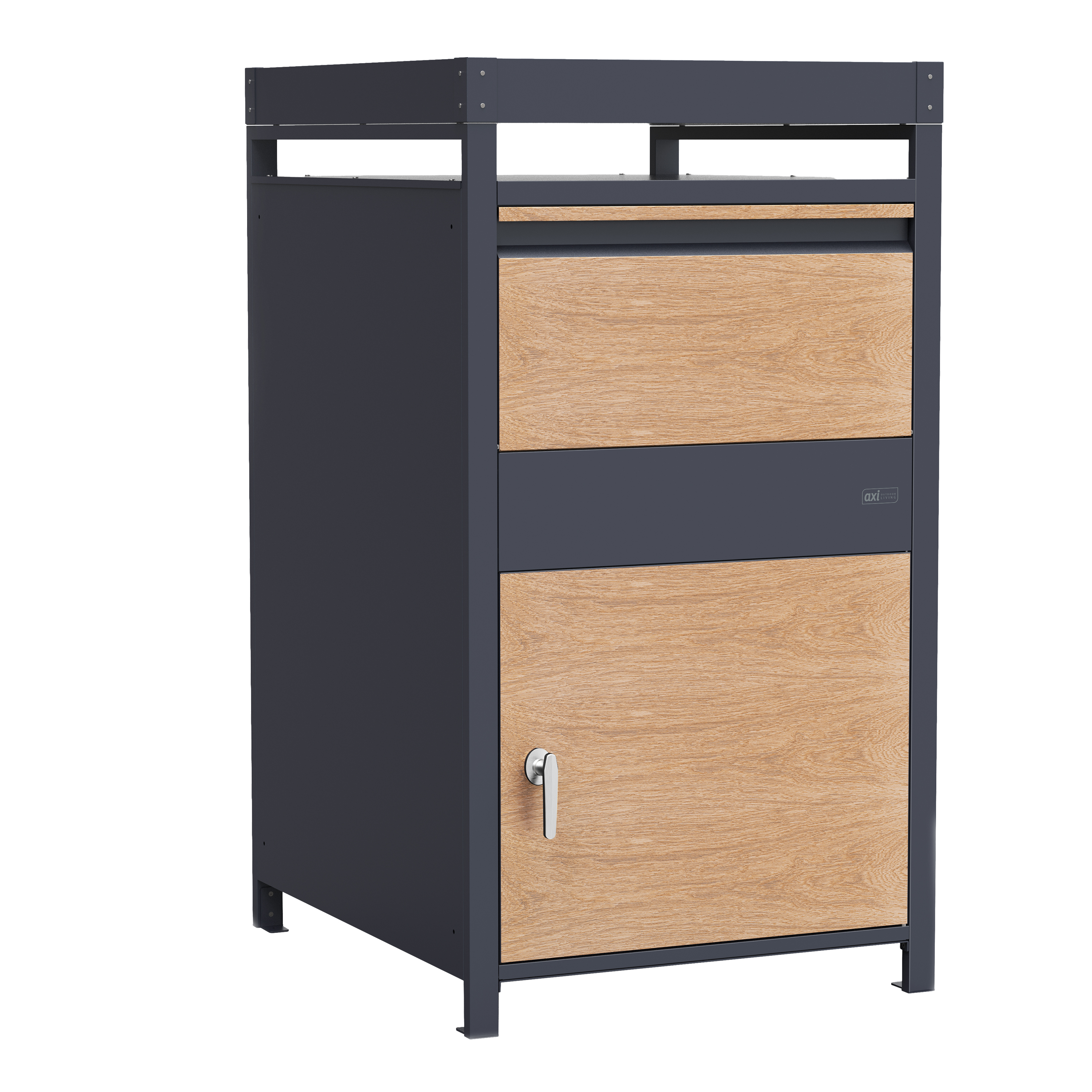 AXI LouisMetal Parcel Mailbox in Anthracite/Wood Look with Planter