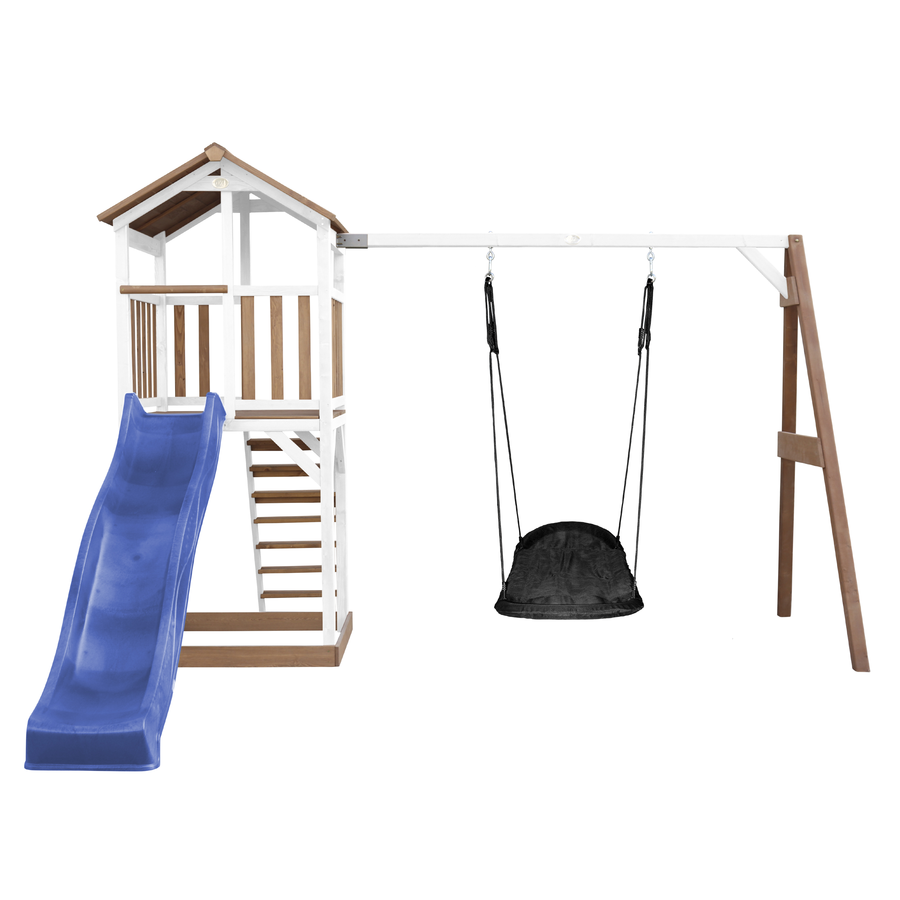 AXI Beach Tower with Roxy Nest Swing Set Brown/White - Blue Slide