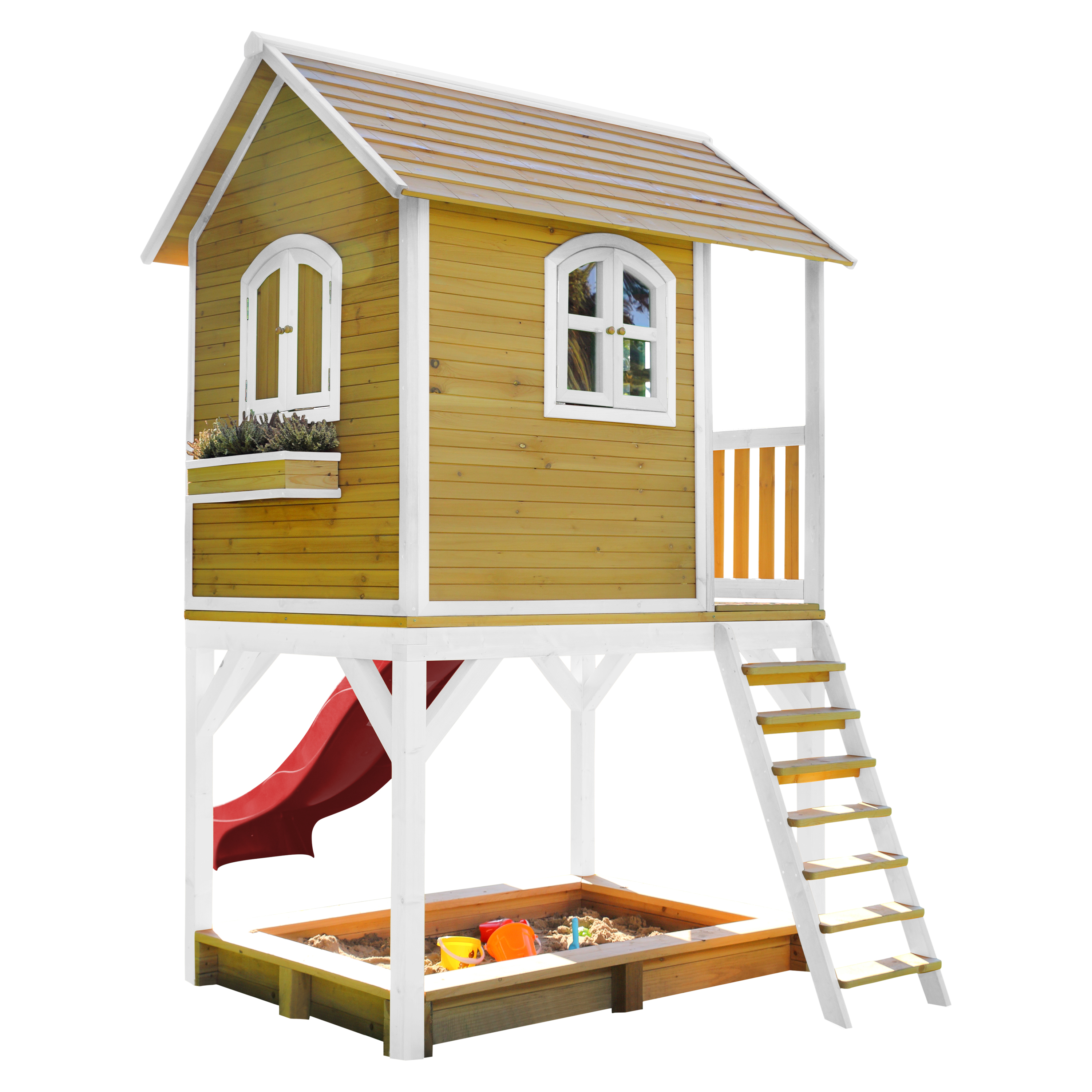 AXI Sarah Playhouse Brown/White - Red Slide