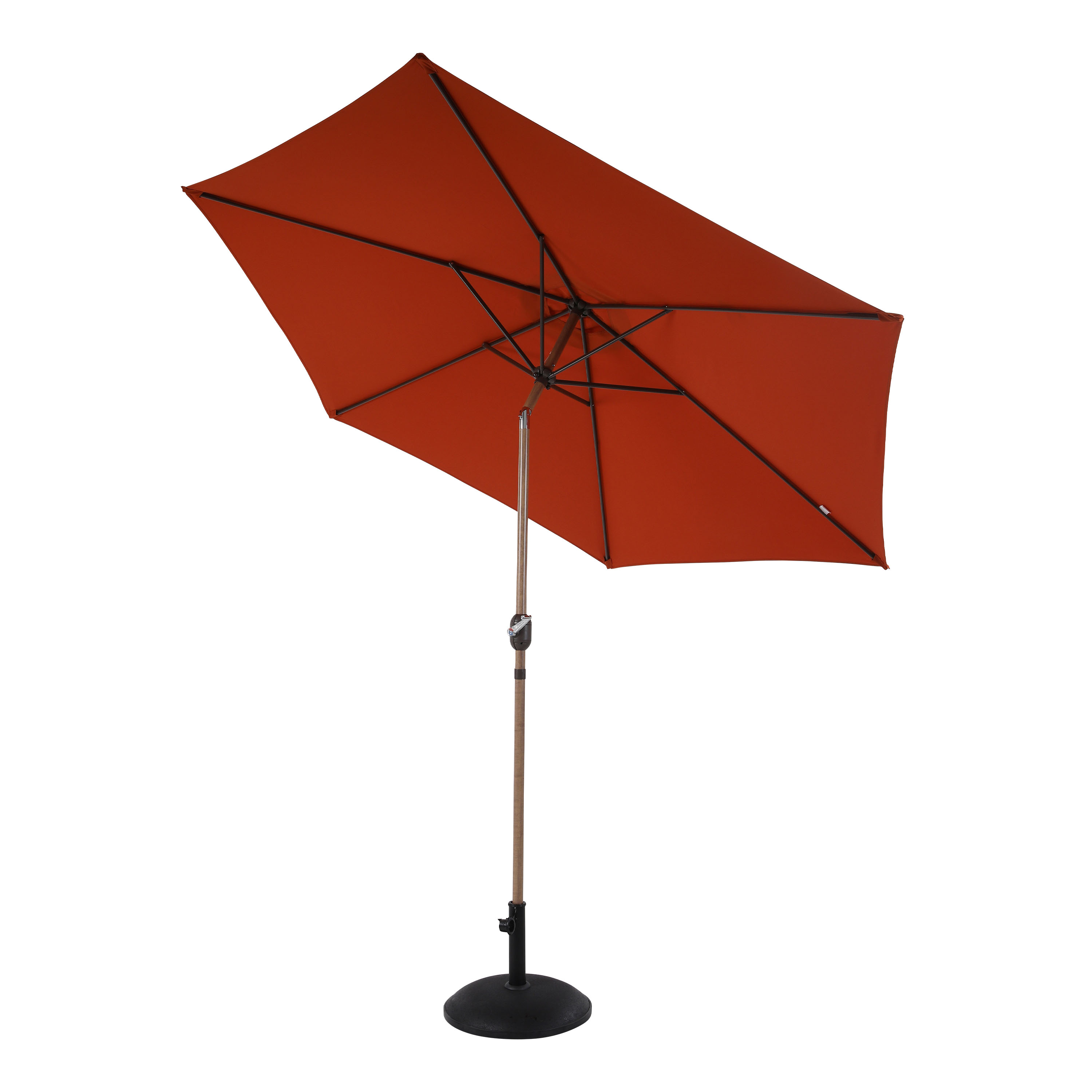 AXI Noor Centre Pole Parasol Ø 300cm incl. parasol base Oak-look/Terracotta