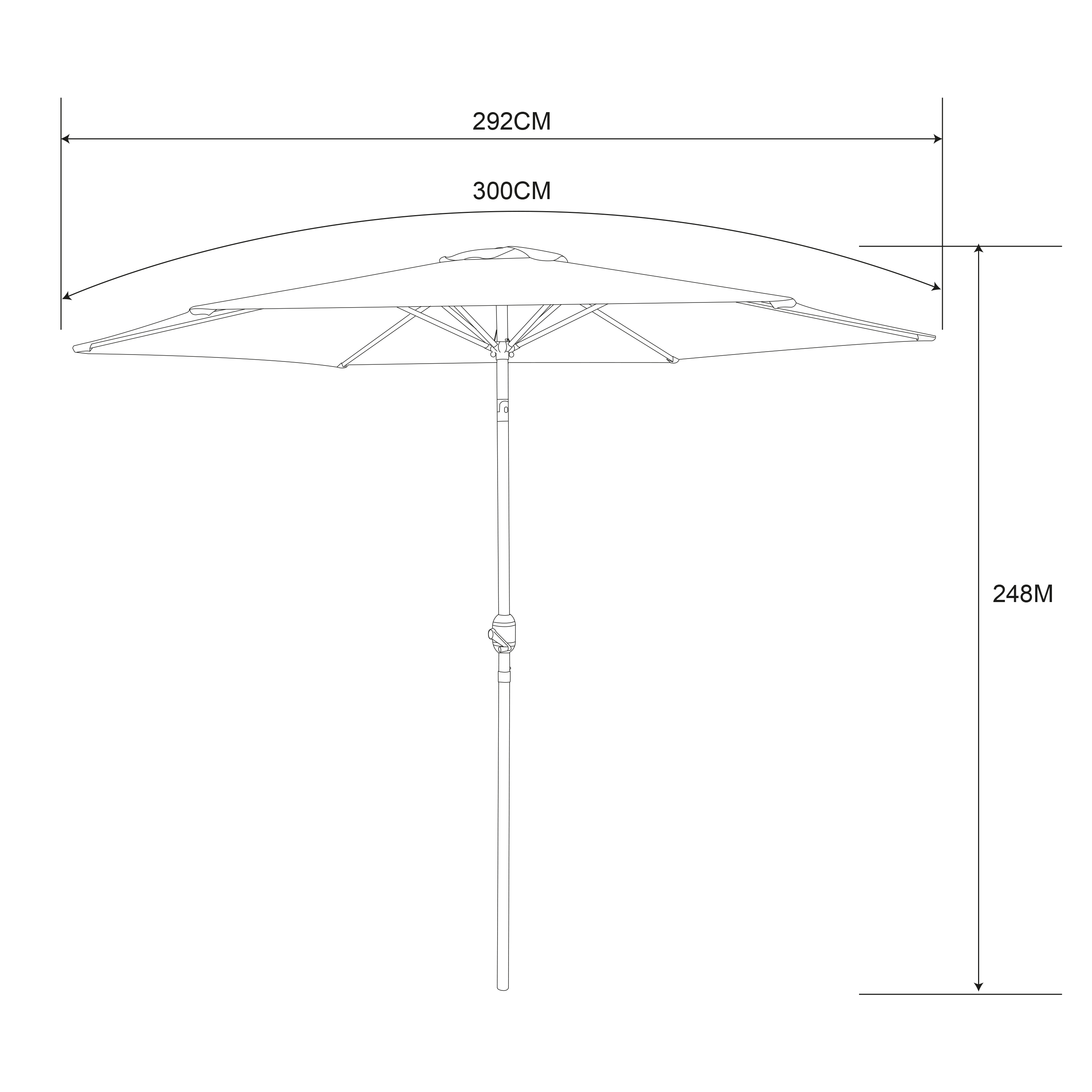 AXI Noor Centre Pole Parasol Ø 300cm Anthracite/Grey