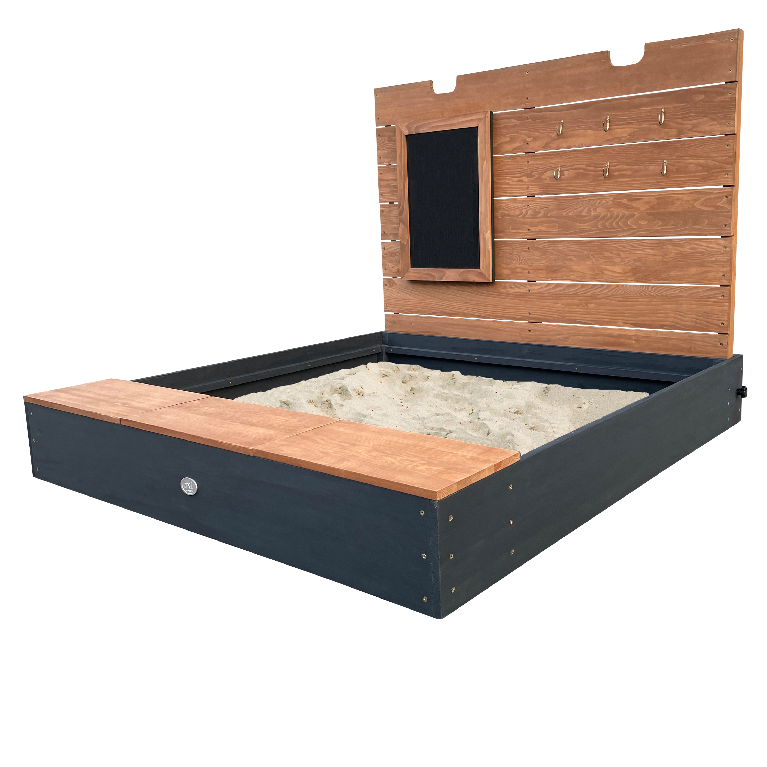 AXI Mandy XL sandbox 130 x 120 cm with storage and lid Anthracite/brown