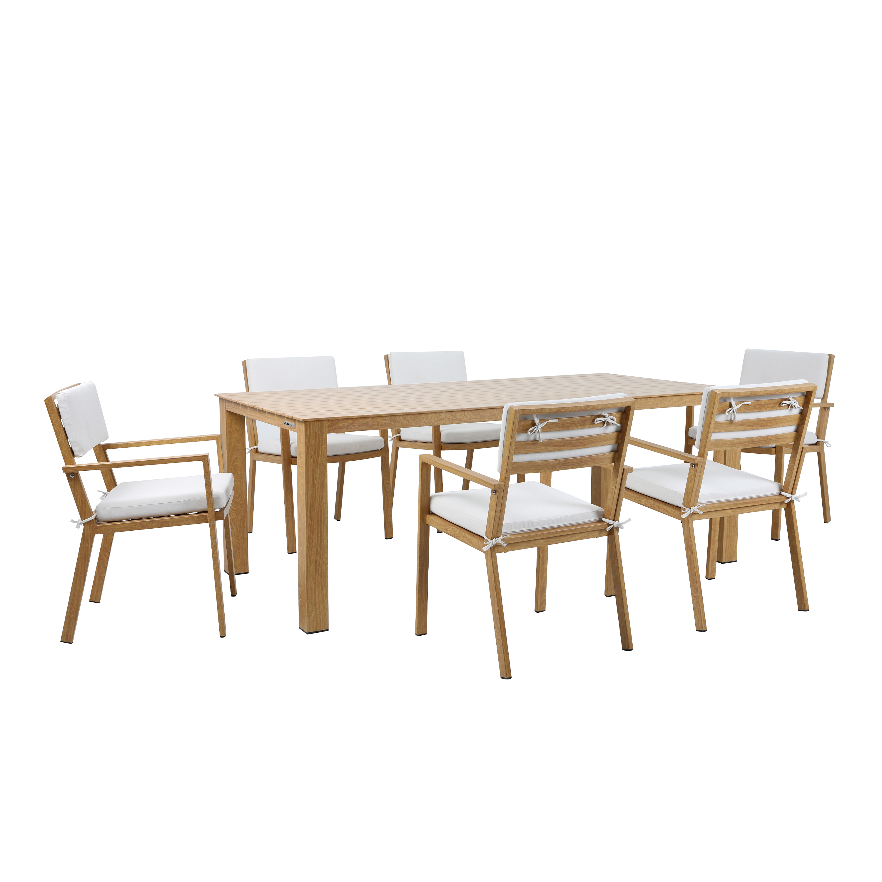 AXI Jada Garden set with 6 Chairs Wood-look/beige