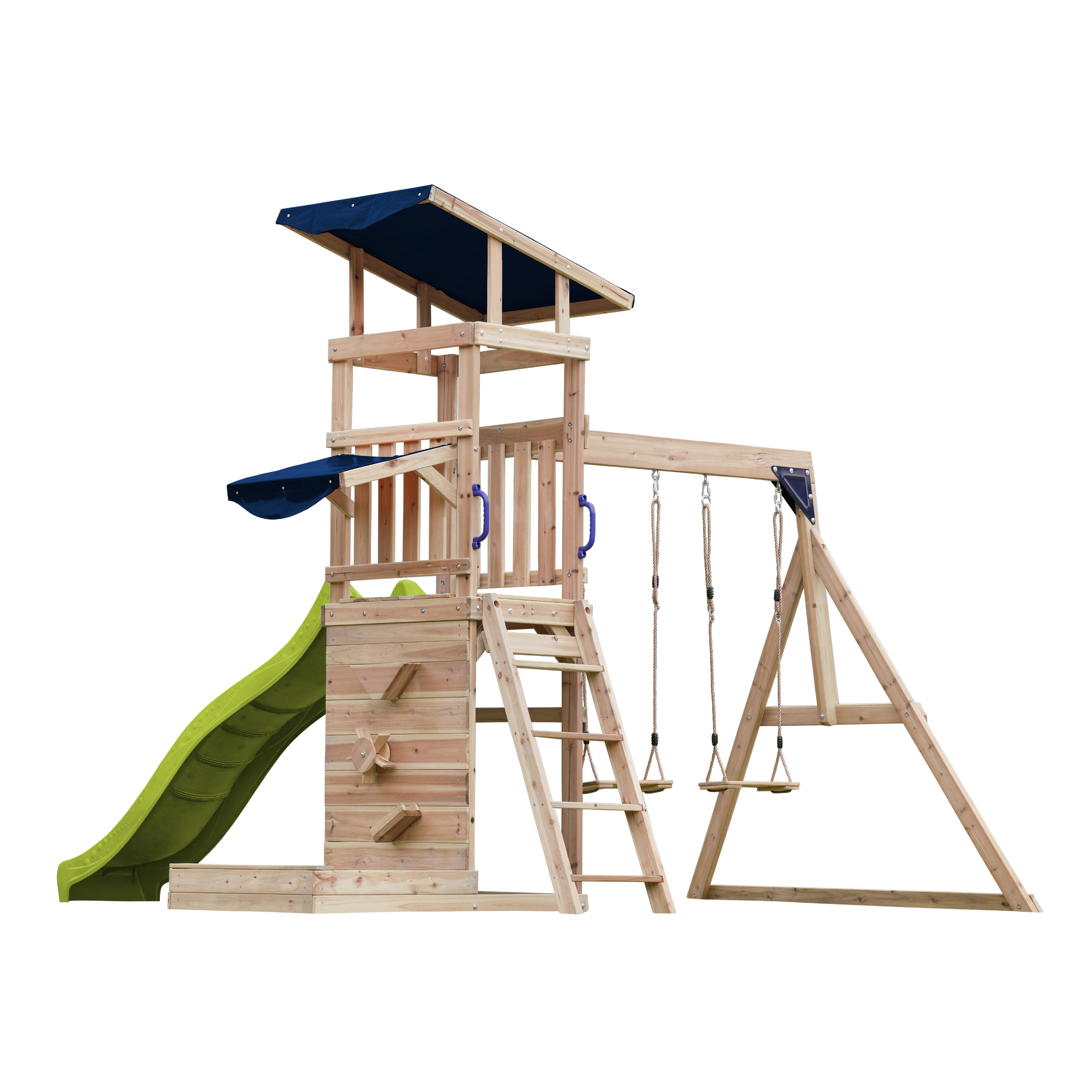 AXI Malik Climbing Frame with Double Swing Set - Lime Green Slide
