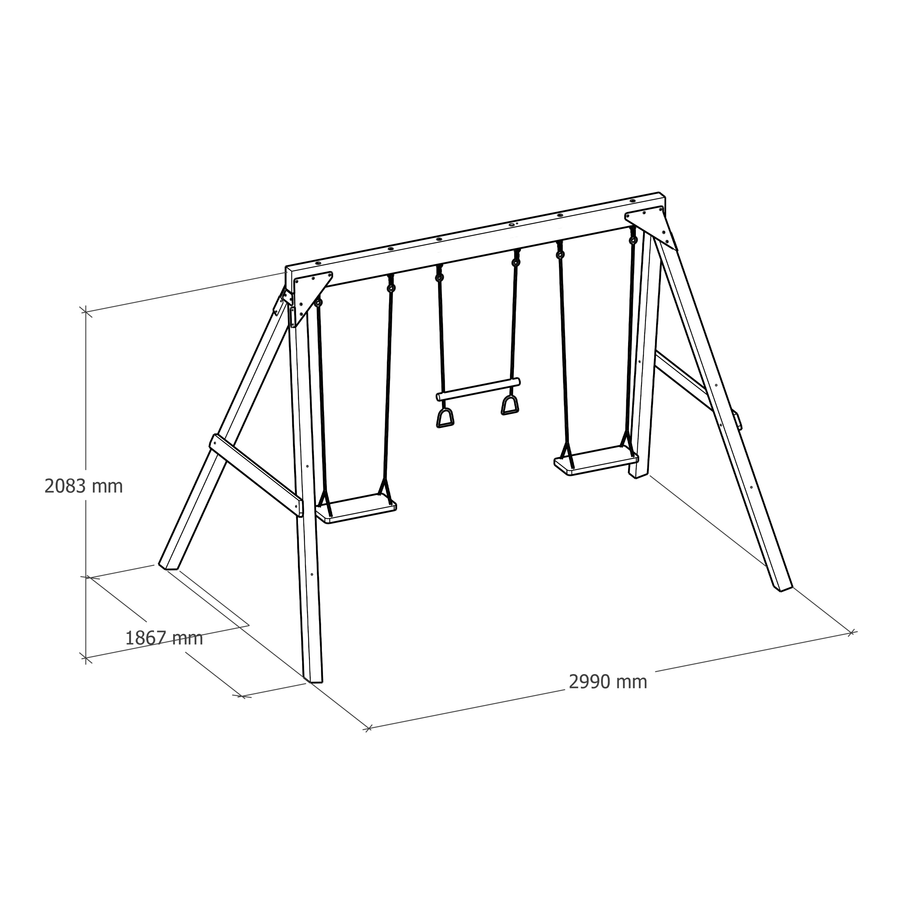 AXI Maya Dubbele houten Schommel met Trapeze Bruin