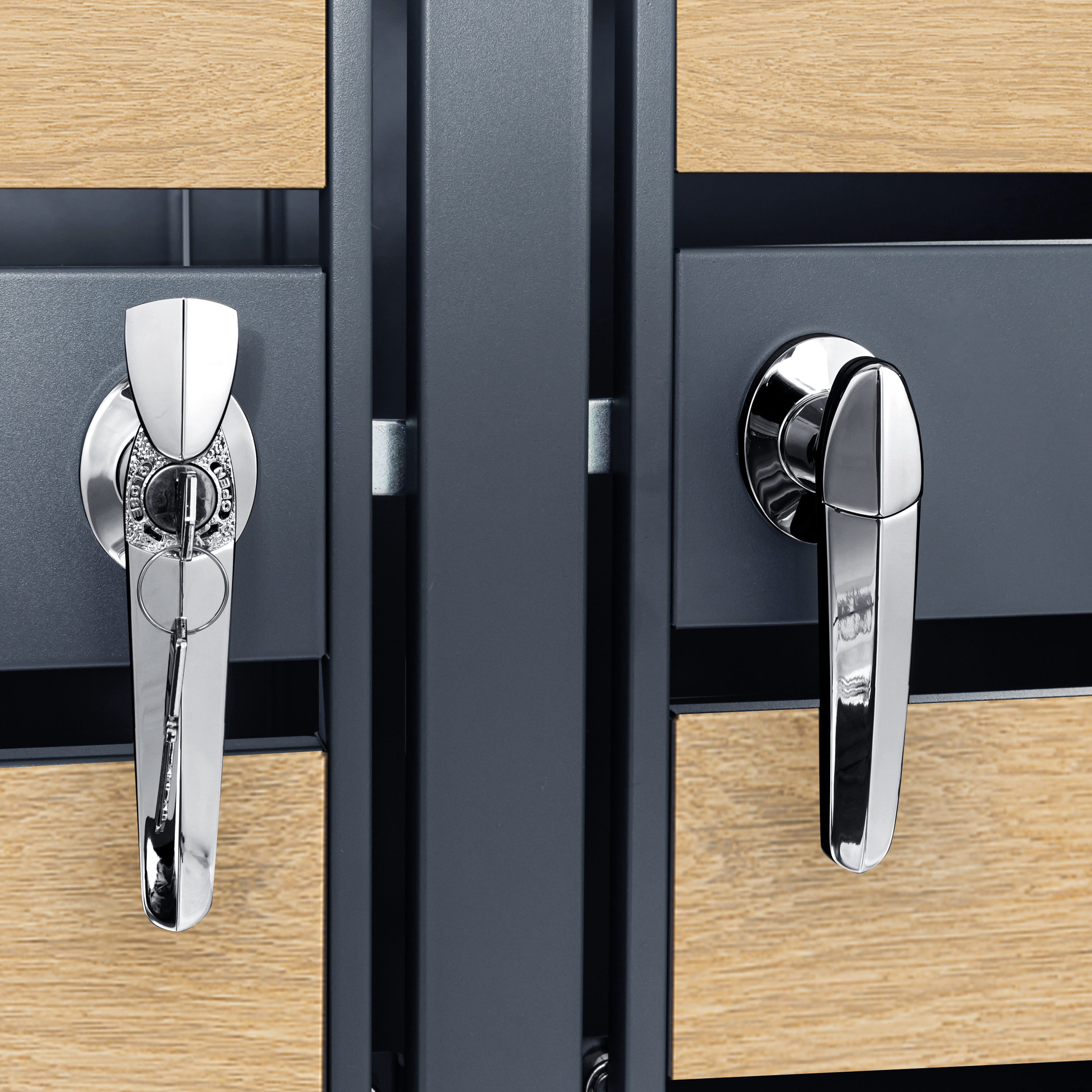 AXI Lucas Metal Garbage Bin Shed Anthracite/Wood look - 2 Garbage Bins