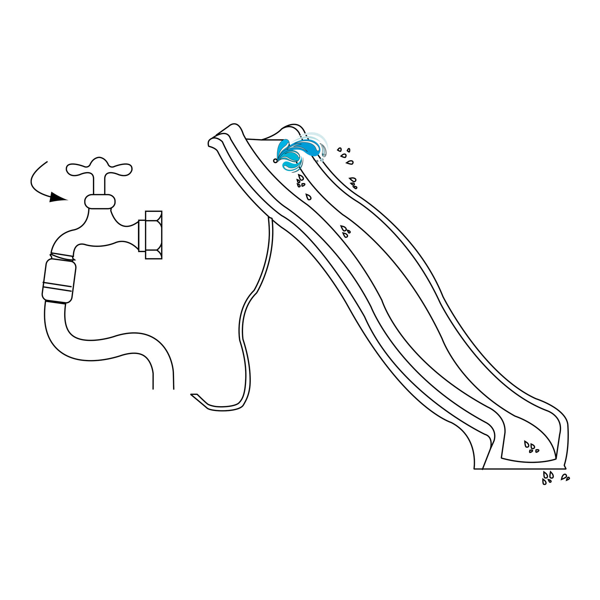 AXI Sky230 Glijbaan met wateraansluiting Grijs - 228 cm