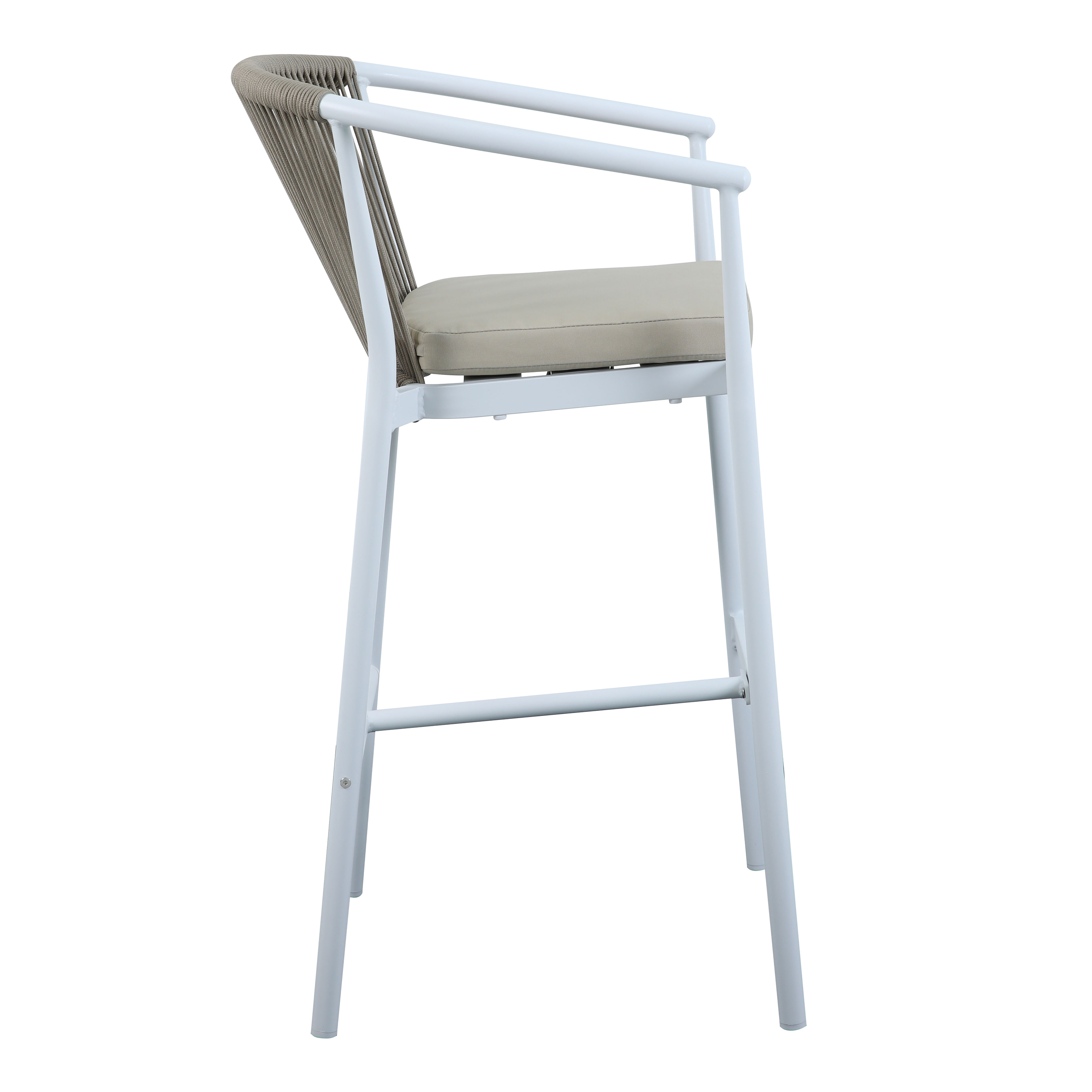 AXI Ravi Bar set with 4 bar stools White with Teak-look Polywood