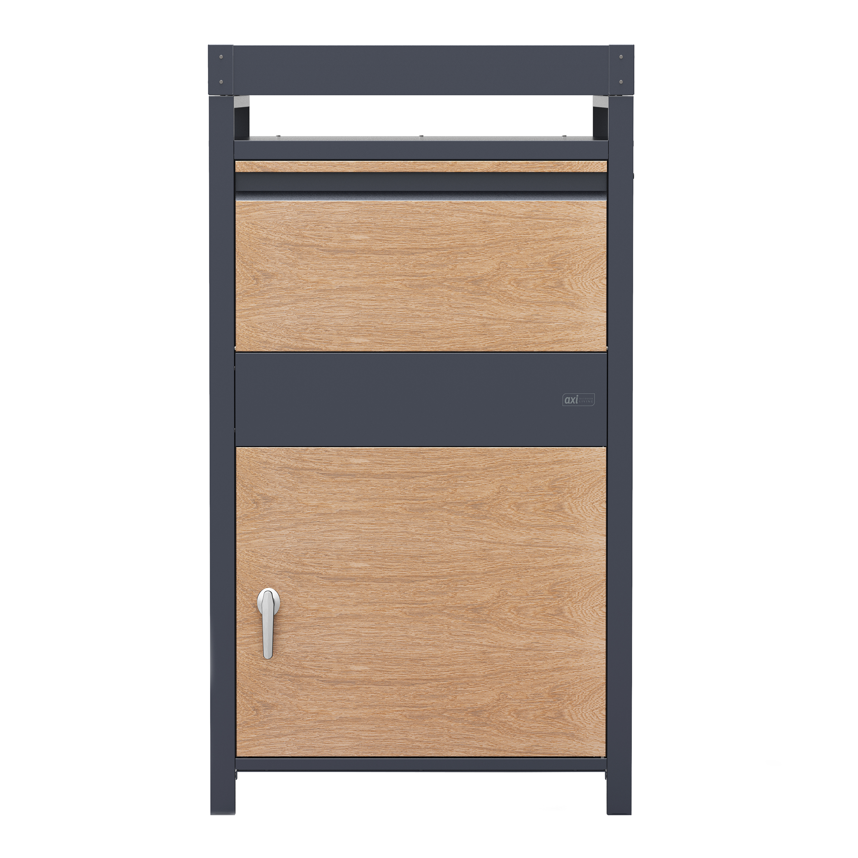 AXI LouisMetal Parcel Mailbox in Anthracite/Wood Look with Planter