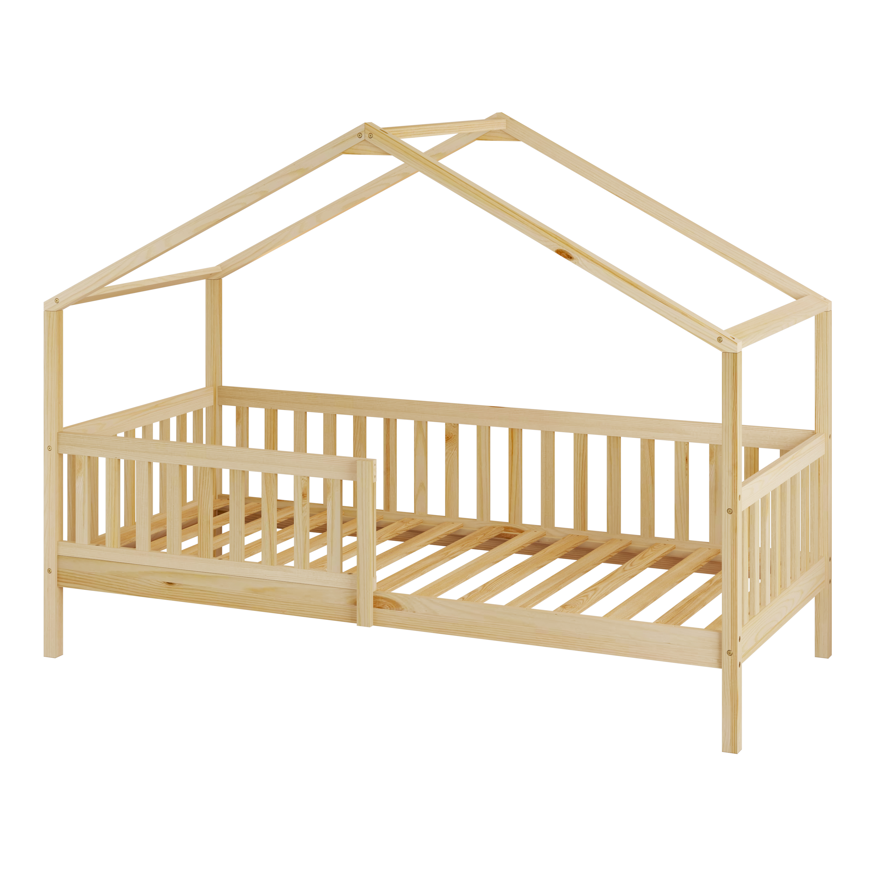 Sunny Kae House Bed with Guardrail Natural – Without Mattress