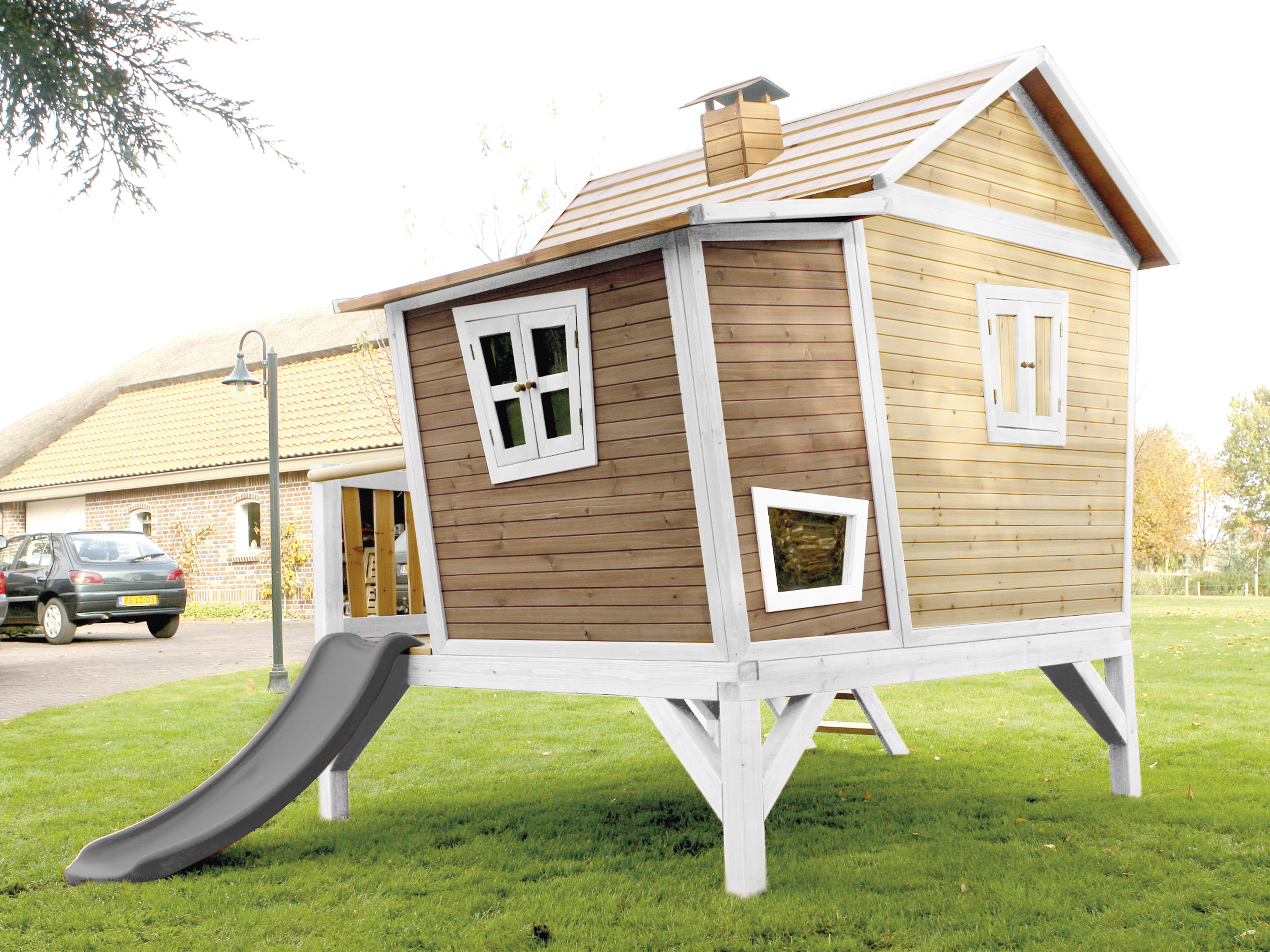 AXI Emma Playhouse Brown/White - Grey Slide