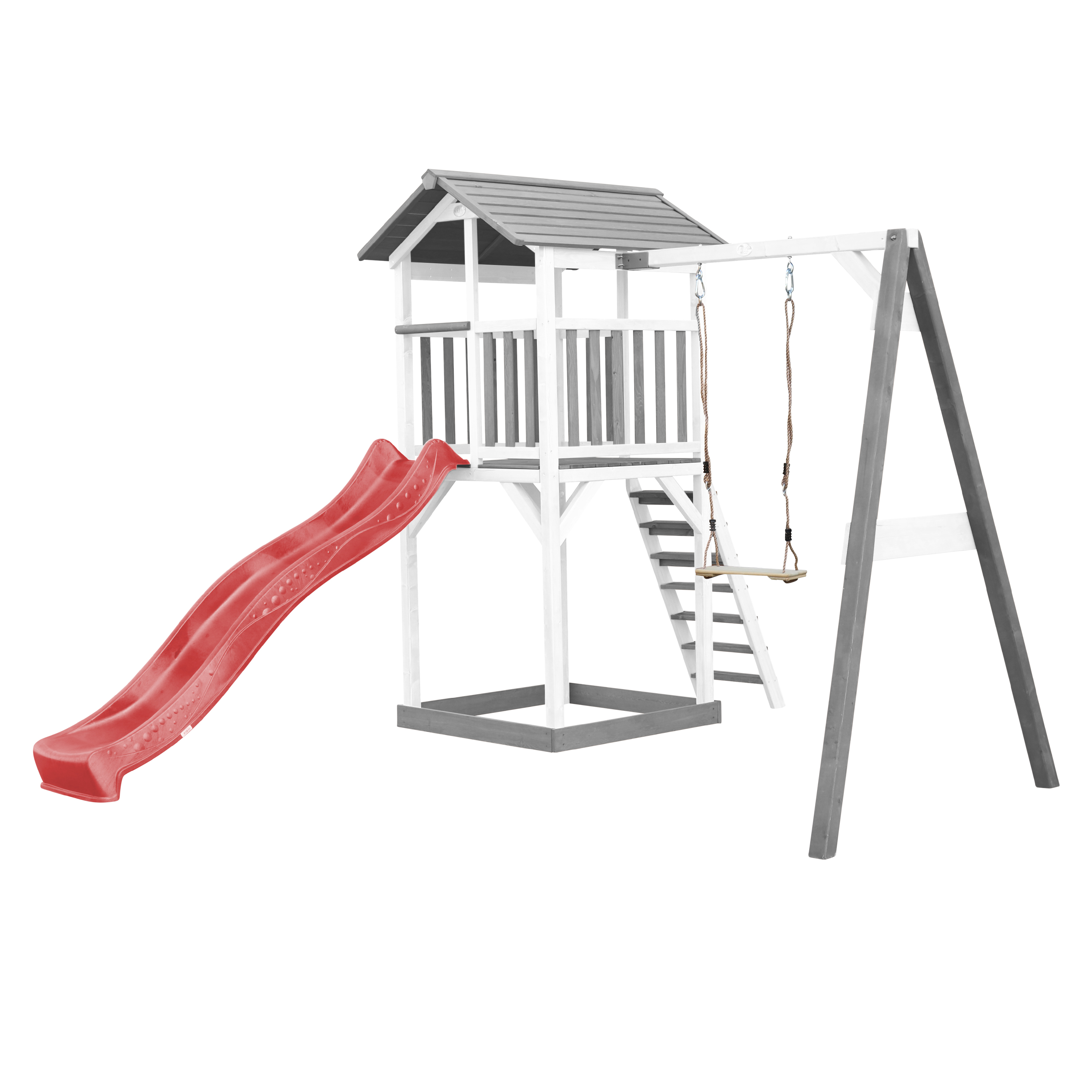AXI Beach Tower with Single Swing Set Grey/White - Red