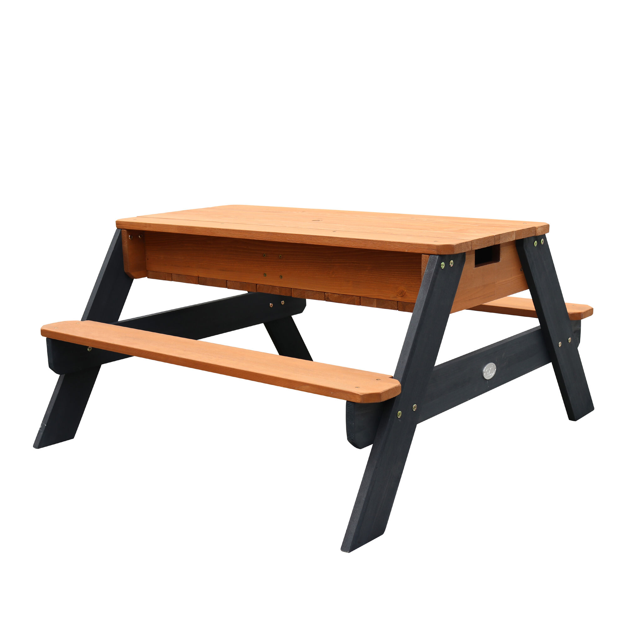 AXI Nick Zand & Water Picknicktafel Antraciet/bruin - Parasol Blauw/wit