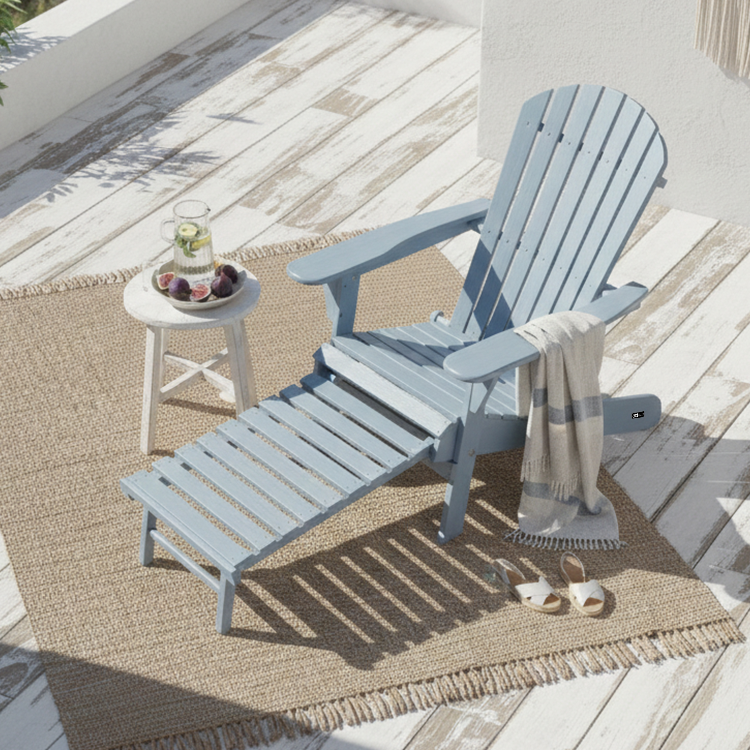 AXI Alexa Folding Adirondack Chair with Footrest Grey