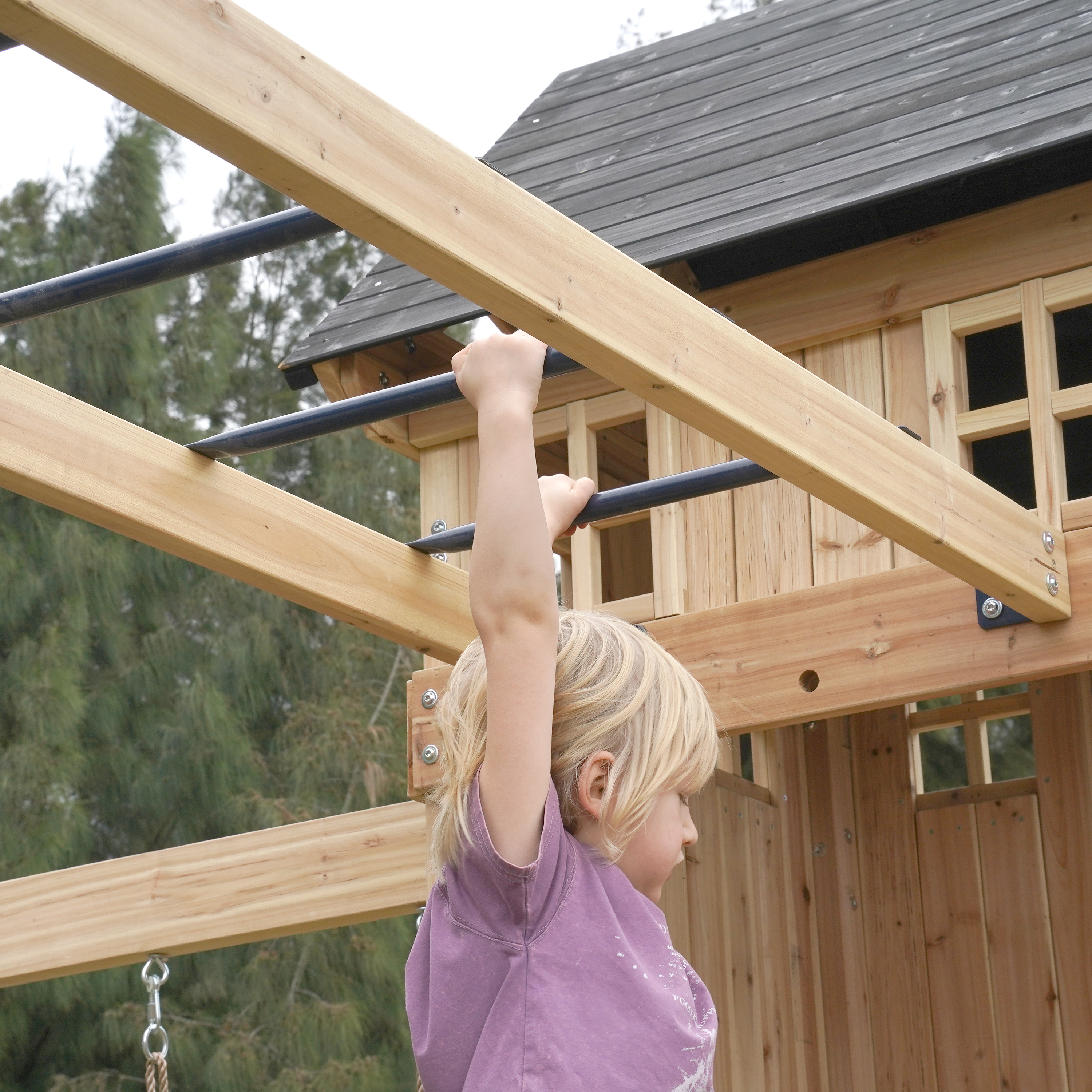 AXI Duncan Climbing Frame with Swings, Climbing Frames and Monkey Bars – Cream Slide