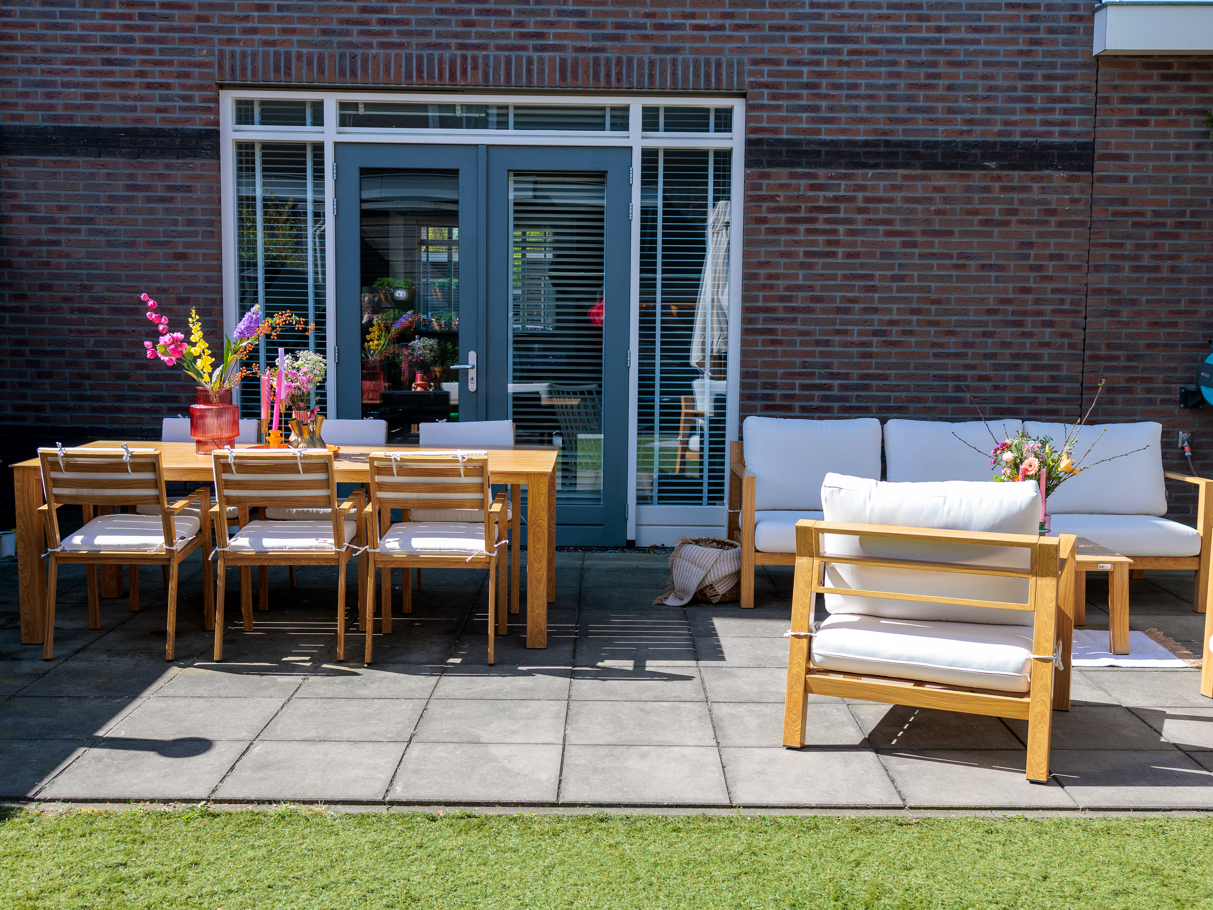 AXI Jada Garden set with 6 Chairs Wood-look/beige