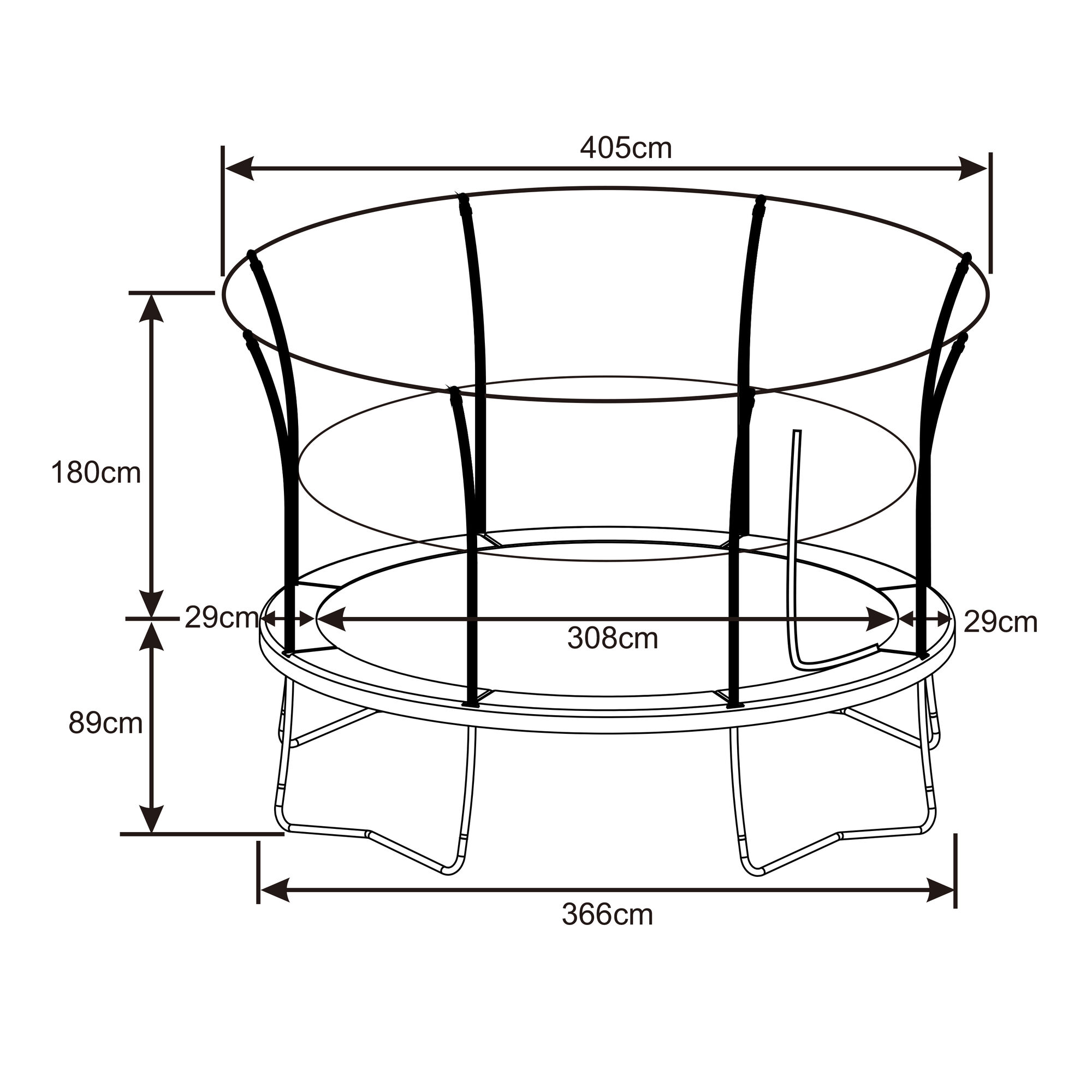 AXI Denver Trampoline 12ft met ladder - Onground - Groen