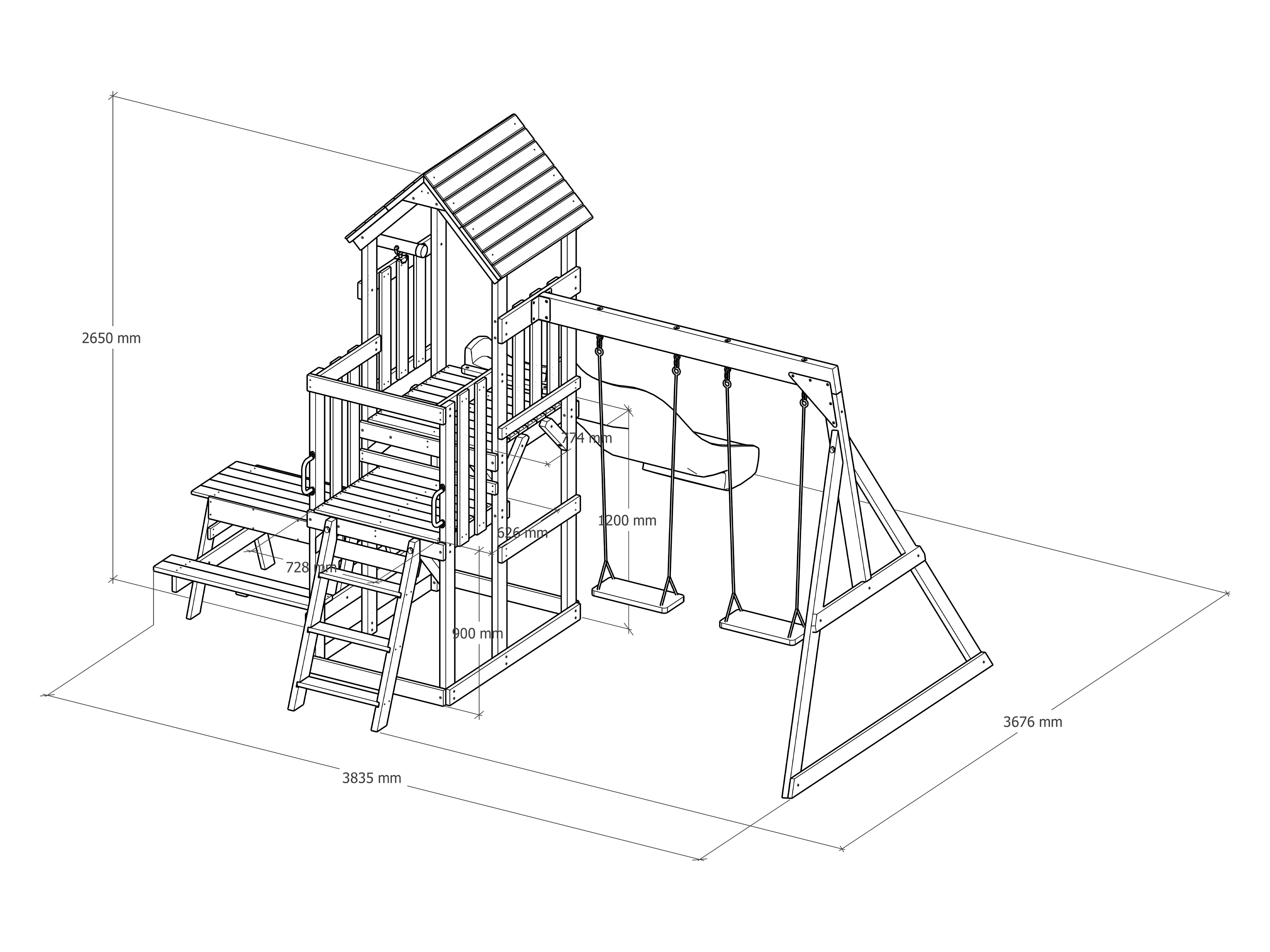 AXI Mette Playground with Double Swing Brown - Grey Slide 