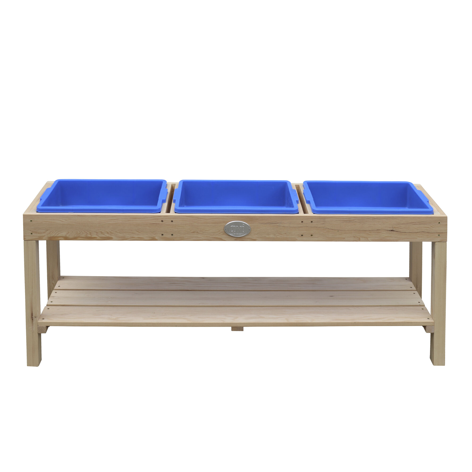 AXI Activiteiten Tafel met 3 blauwe bakken Naturel Bruin