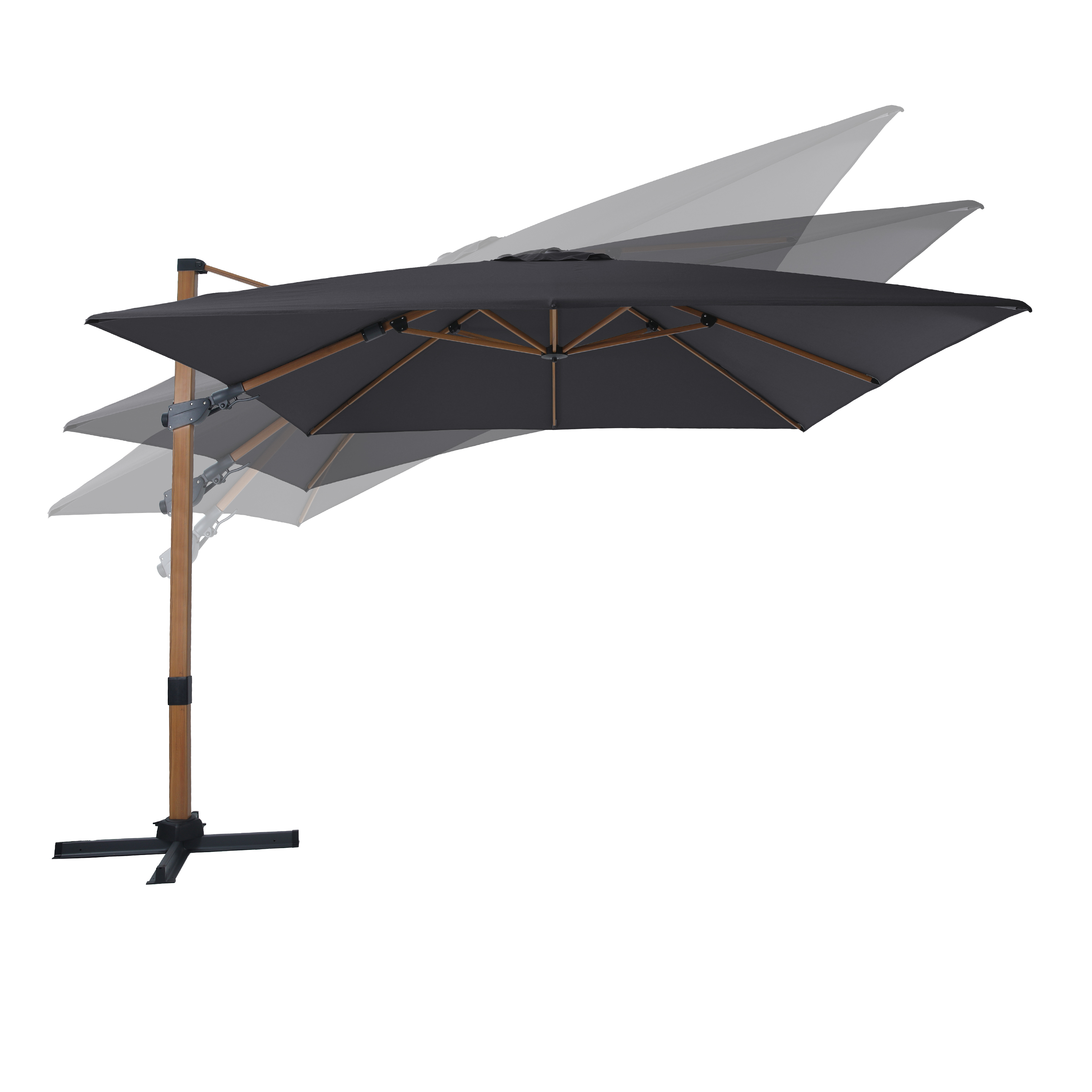 AXI Apollo Premium Zweefparasol 300x300cm Houtlook/grijs