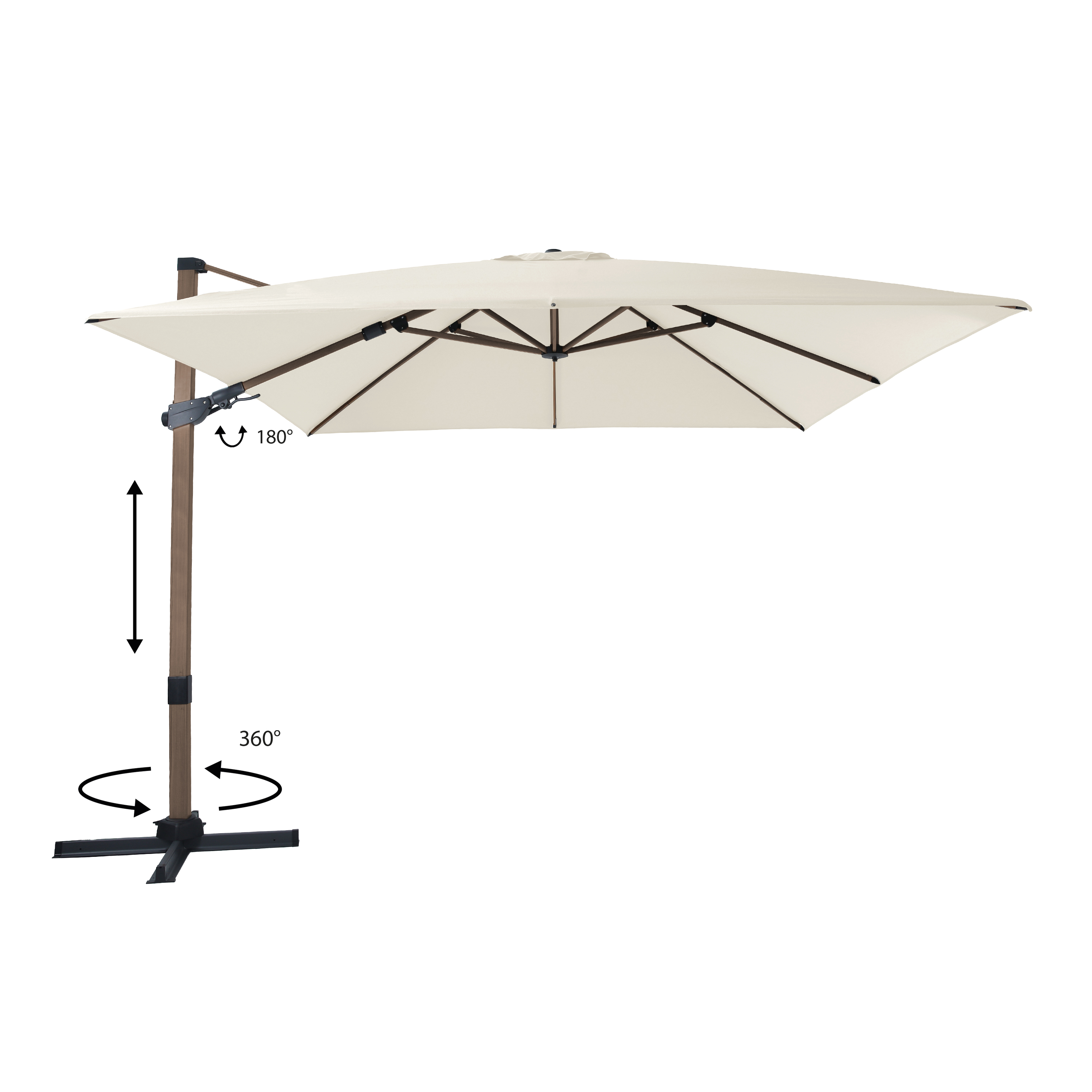 AXI Apollo Premium Cantilever Parasol 300x300cm - Oak-look/Beige