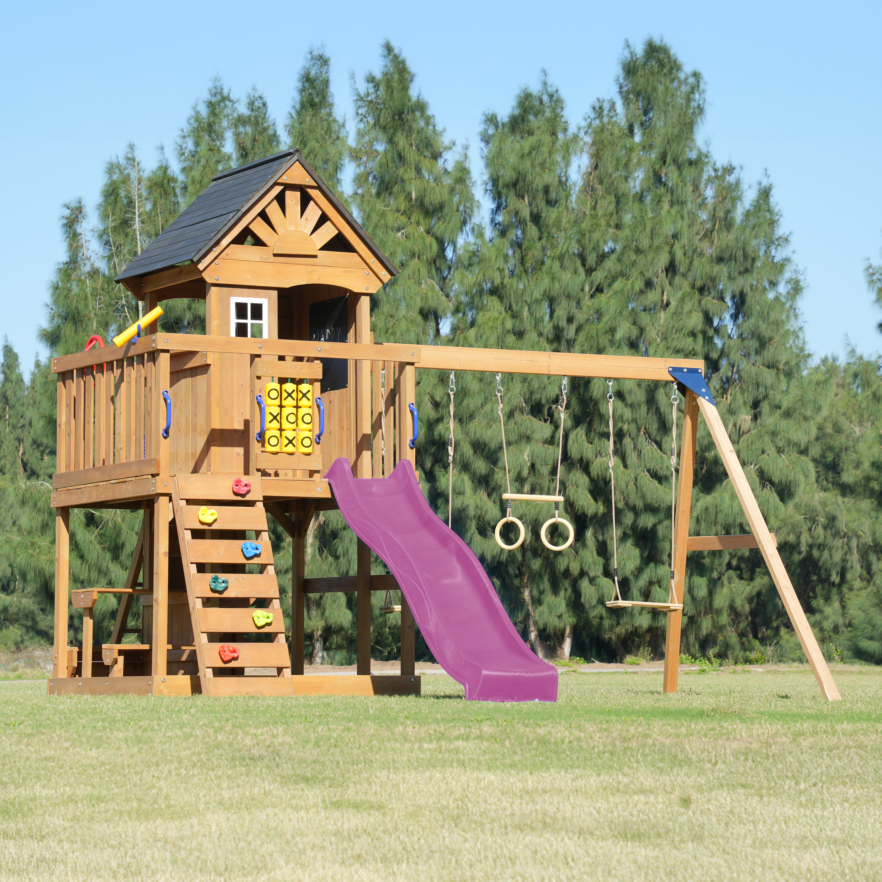 AXI Jack Climbing Frame with Double Swing and Trapeze – Purple Slide