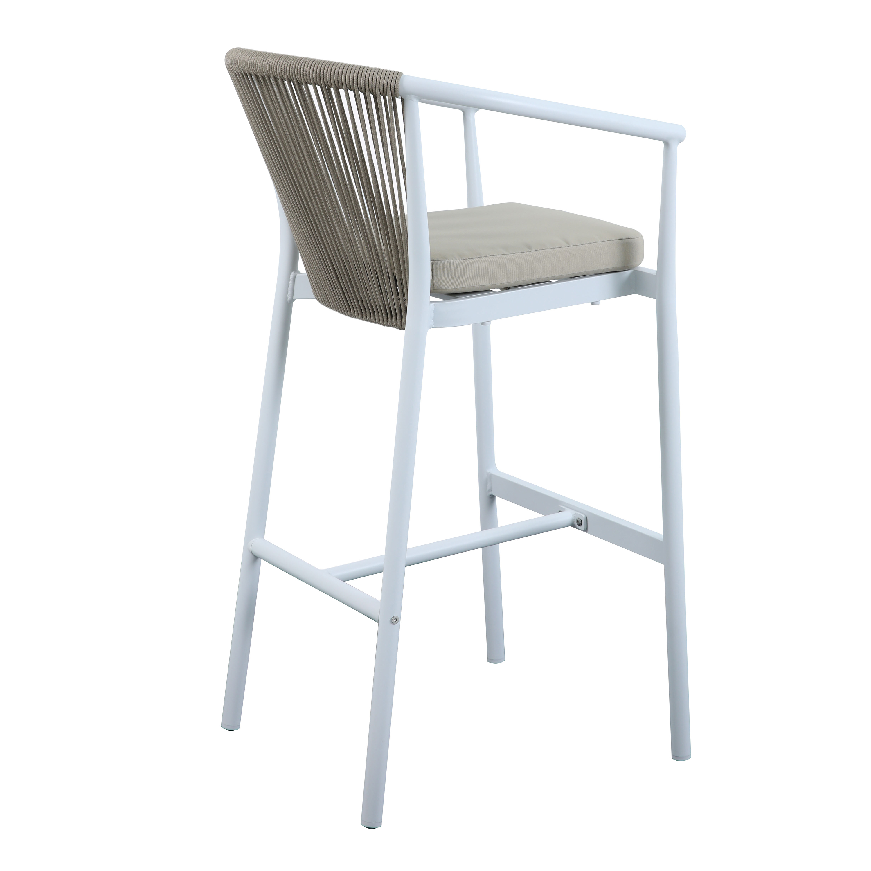 AXI Ravi Bar set with 4 bar stools White with Teak-look Polywood