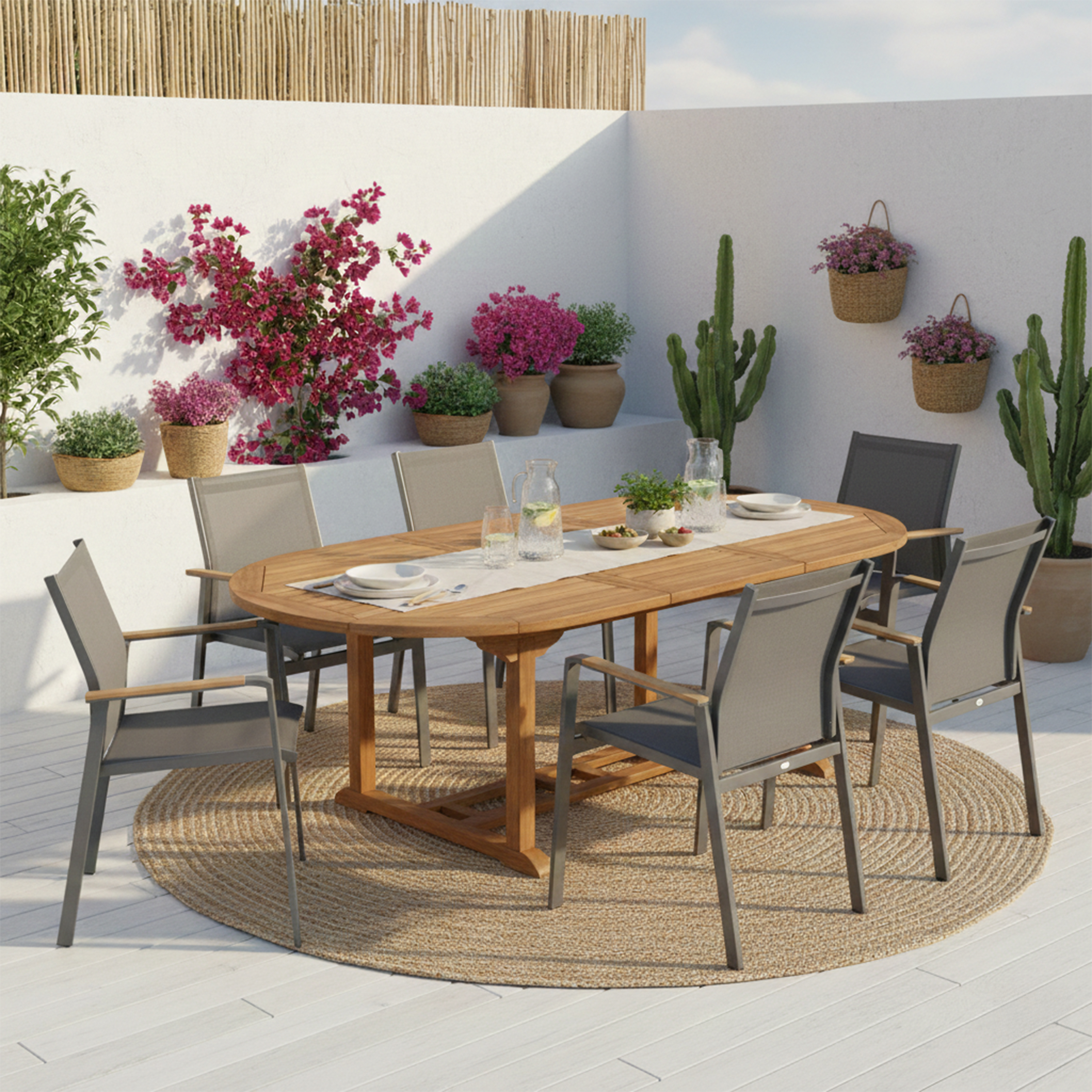 AXI Marzi/Alva 180-240 cm Garden Set 7-piece Teak - Extendable