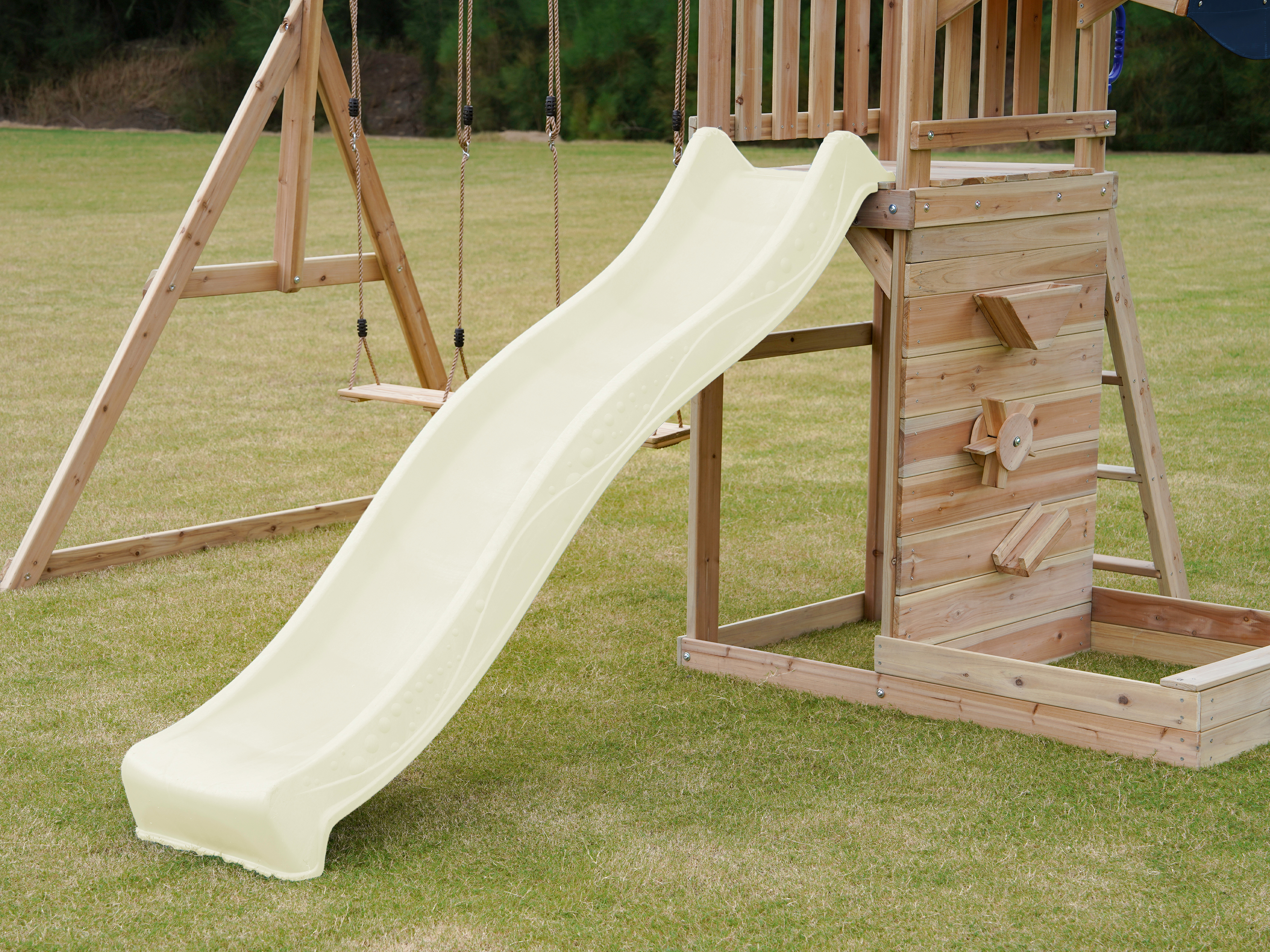 AXI Malik Climbing Frame with Double Swing Set - Cream Slide