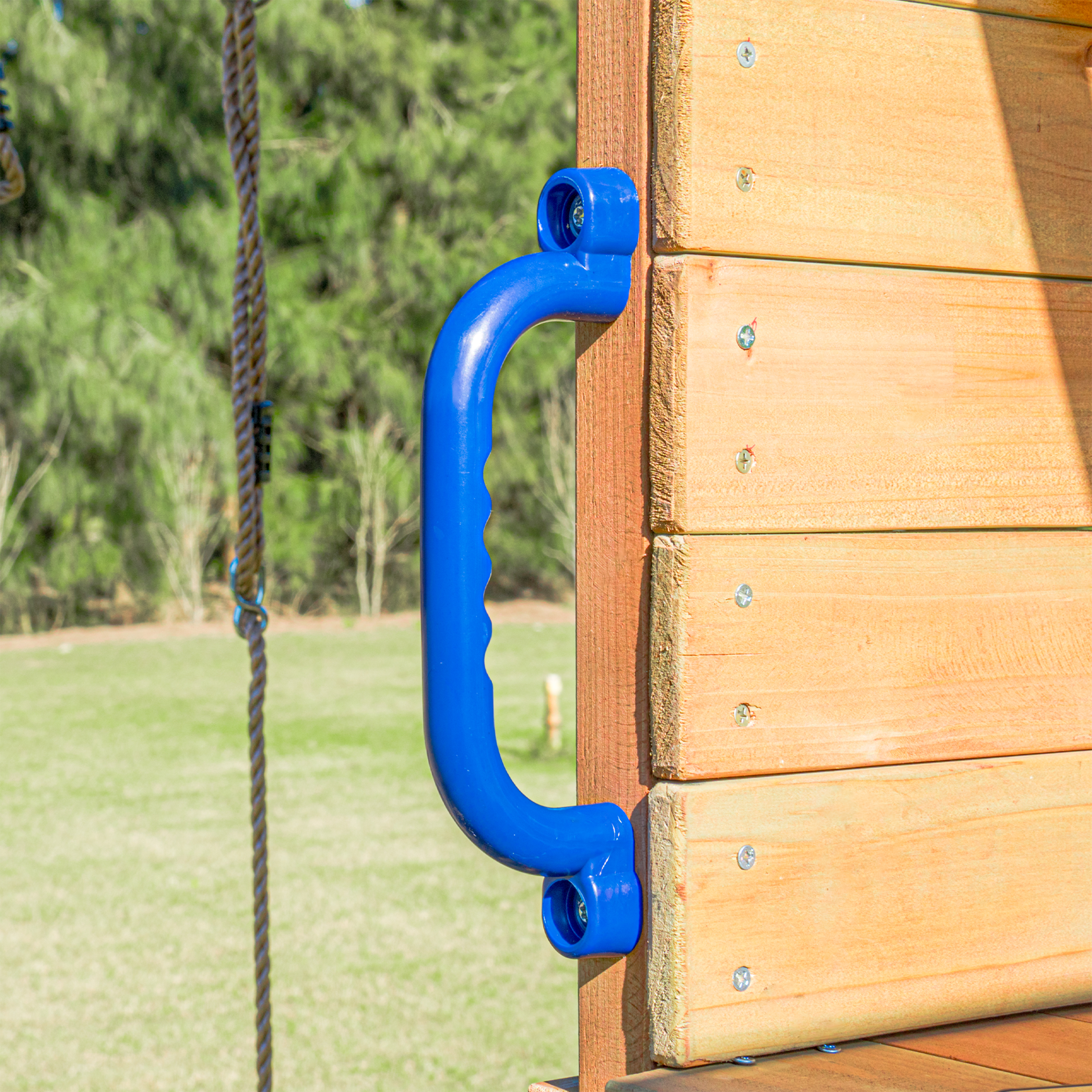 AXI Mitch Climbing Frame with Double Swing. Trapeze and Lookout Tower – Red Slide