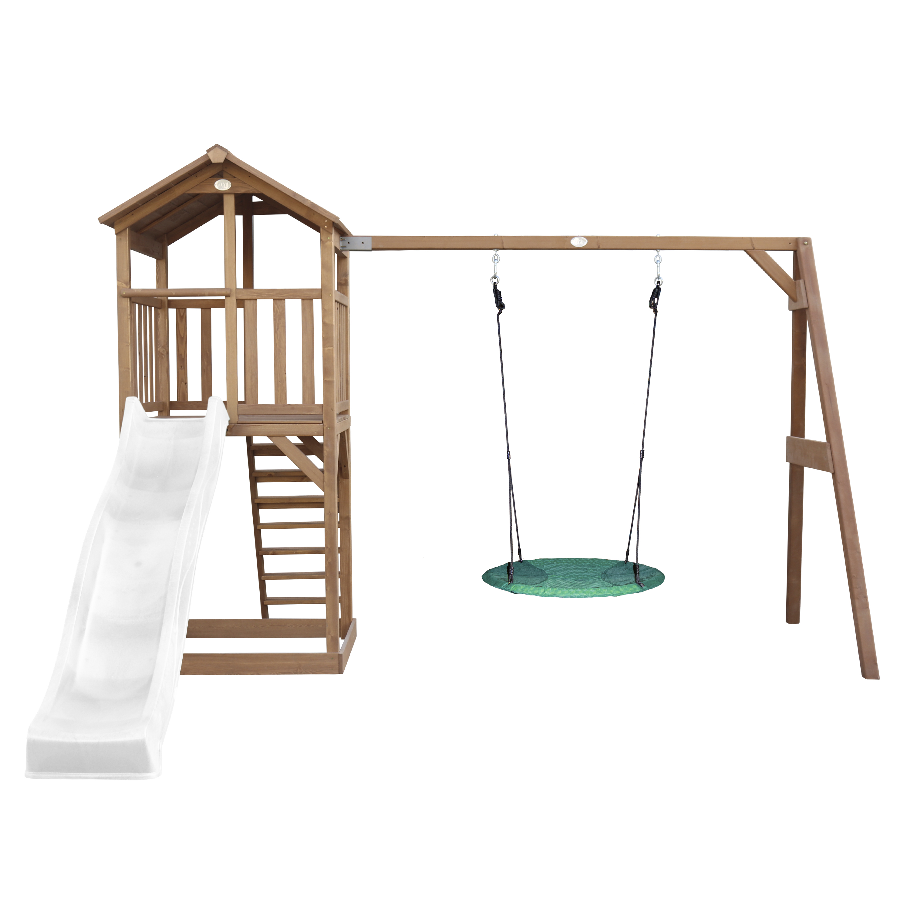 AXI Beach Tower with Summer Nest Swing Set Brown - White Slide