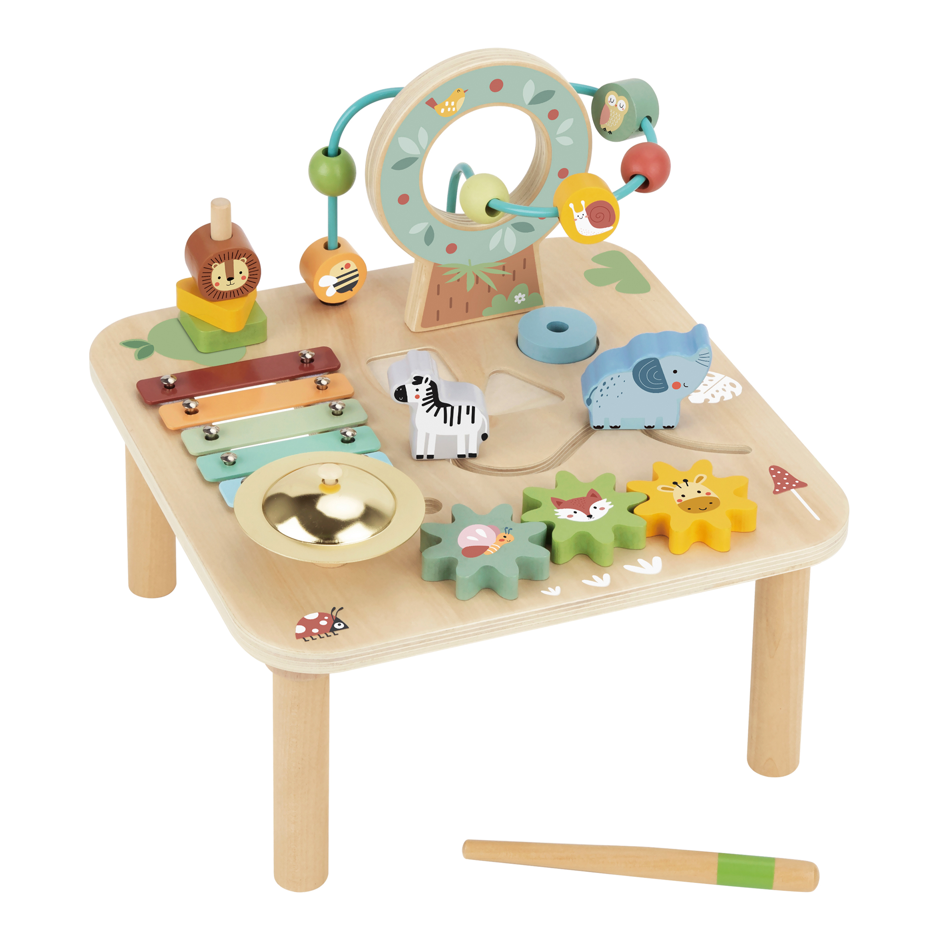 Tooky Toy Trælegebord med Xylofon og Dyr