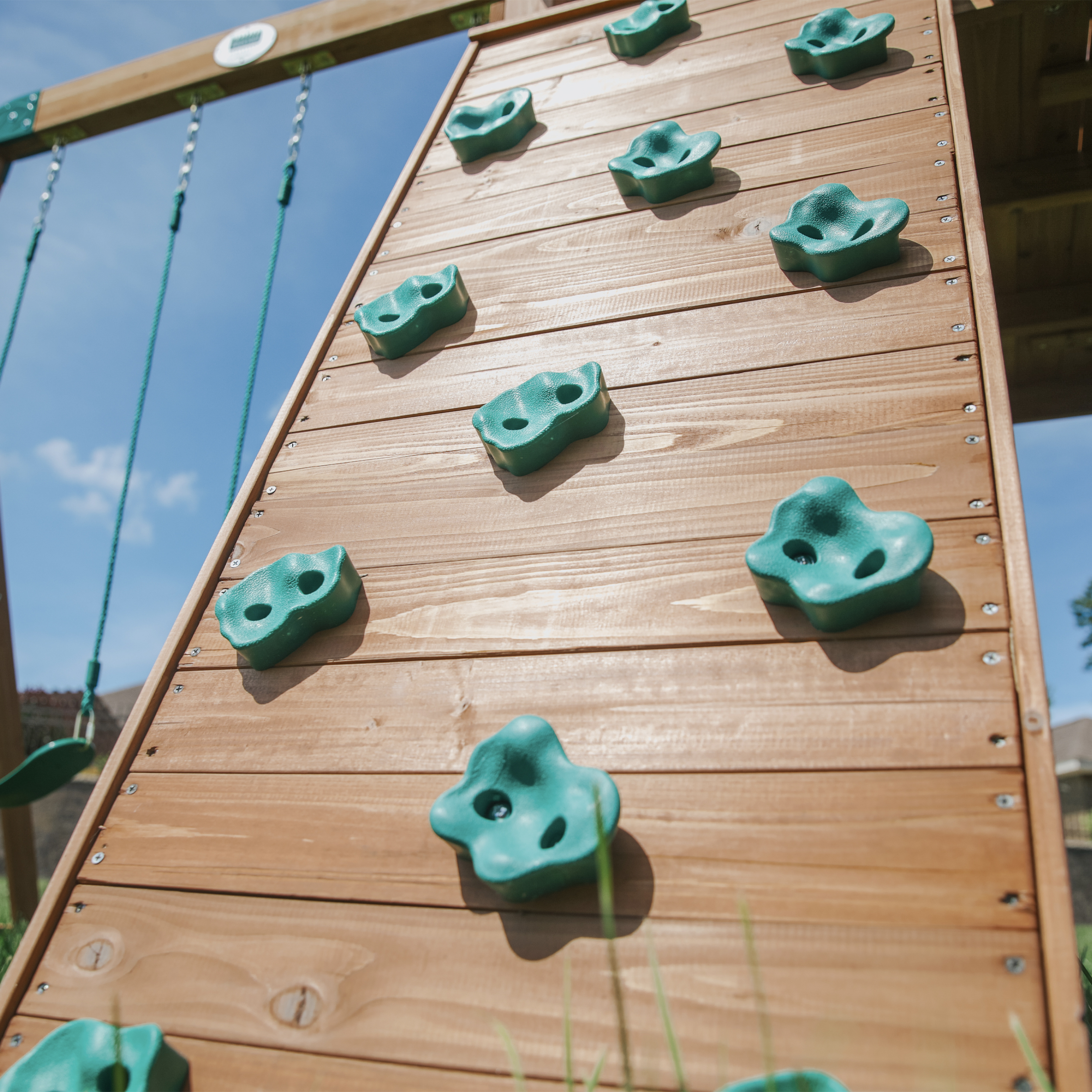 Backyard Discovery Lightning Ridge Speeltoestel met dubbele Schommel en Glijbaan