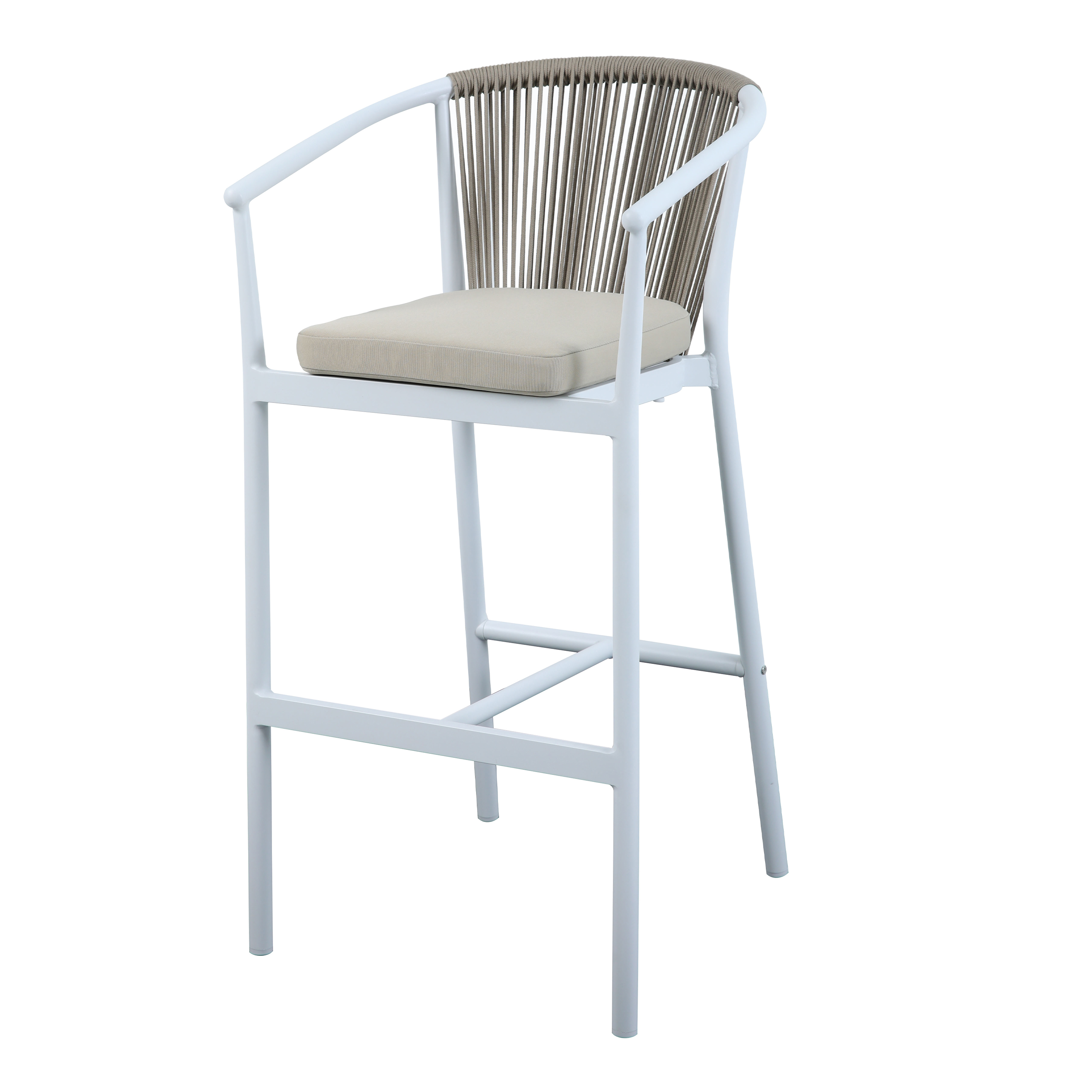 AXI Ravi Bar set with 4 bar stools White with Teak-look Polywood