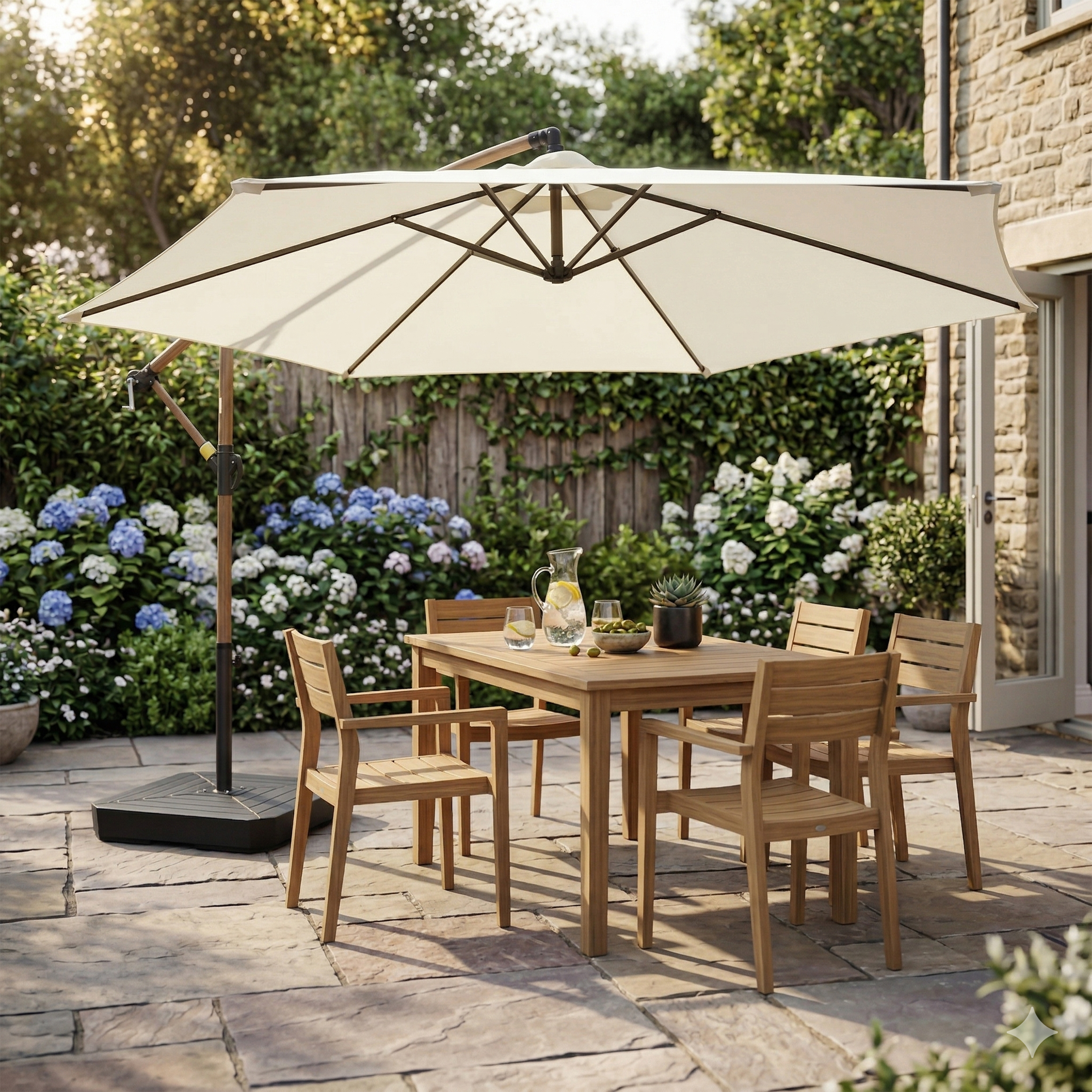 AXI Dion Cantilever Parasol Ø 300cm incl. parasol base Oak-look/Beige