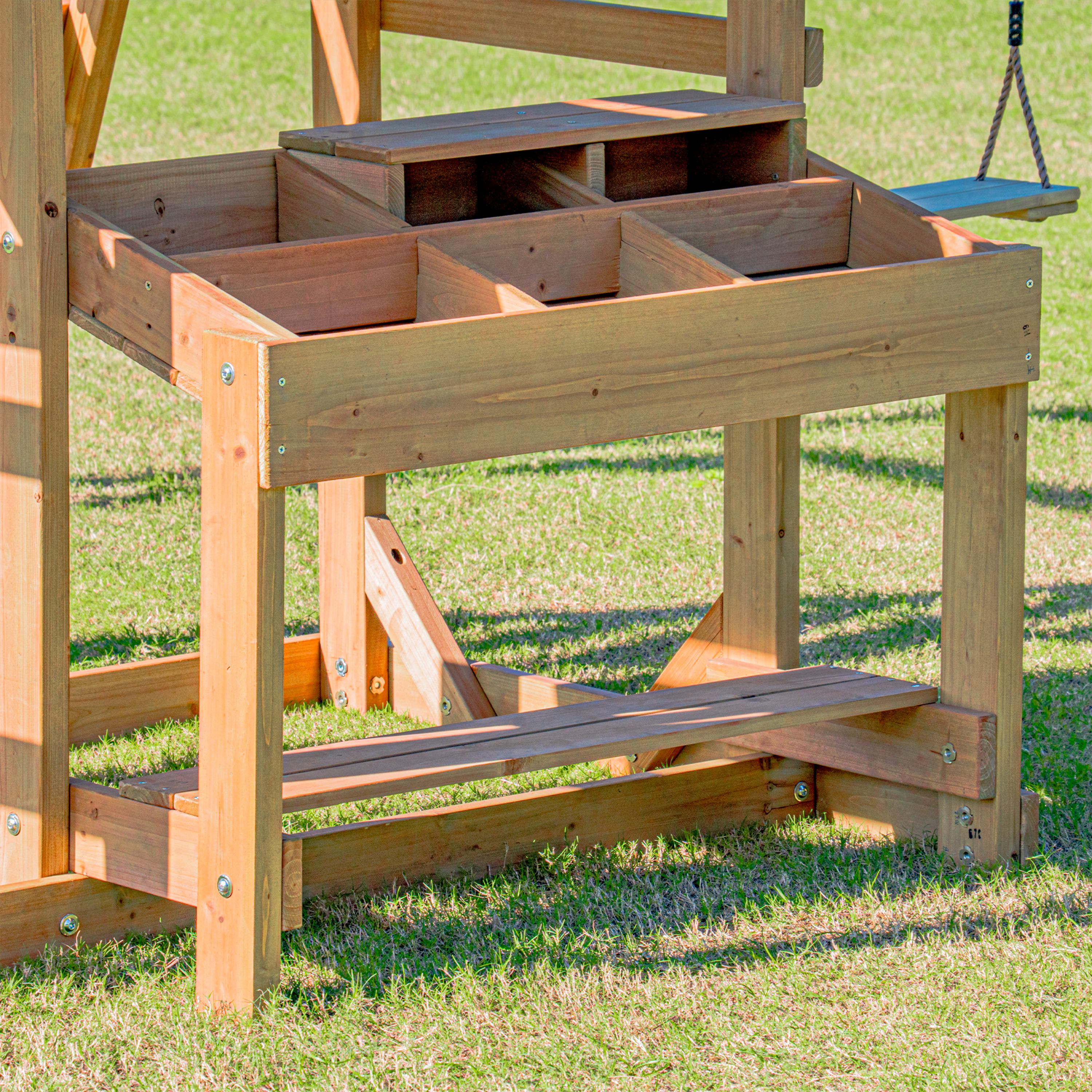 AXI Mitch Climbing Frame with Double Swing. Trapeze and Lookout Tower – Green Slide