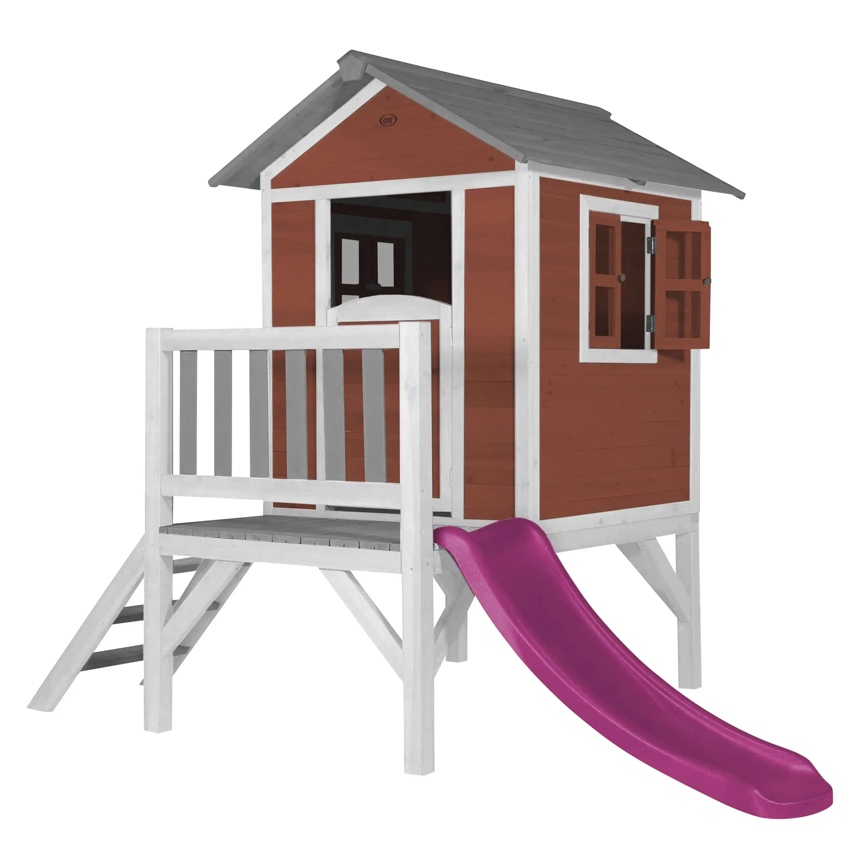 AXI Lodge XL Speelhuis Scandinavisch Rood - Paarse Glijbaan