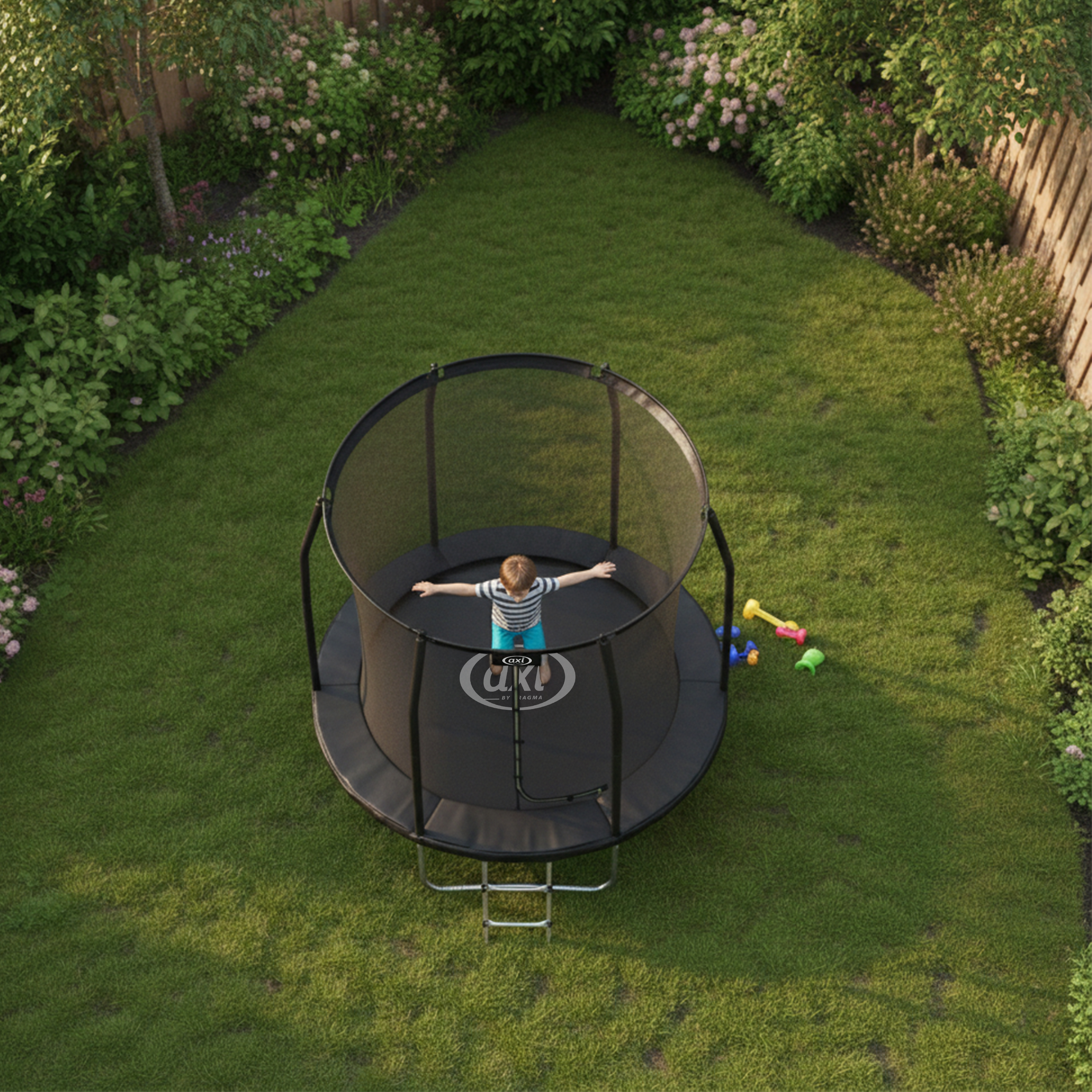 AXI Houston Trampoline Ø 180 cm with ladder – Onground – Black