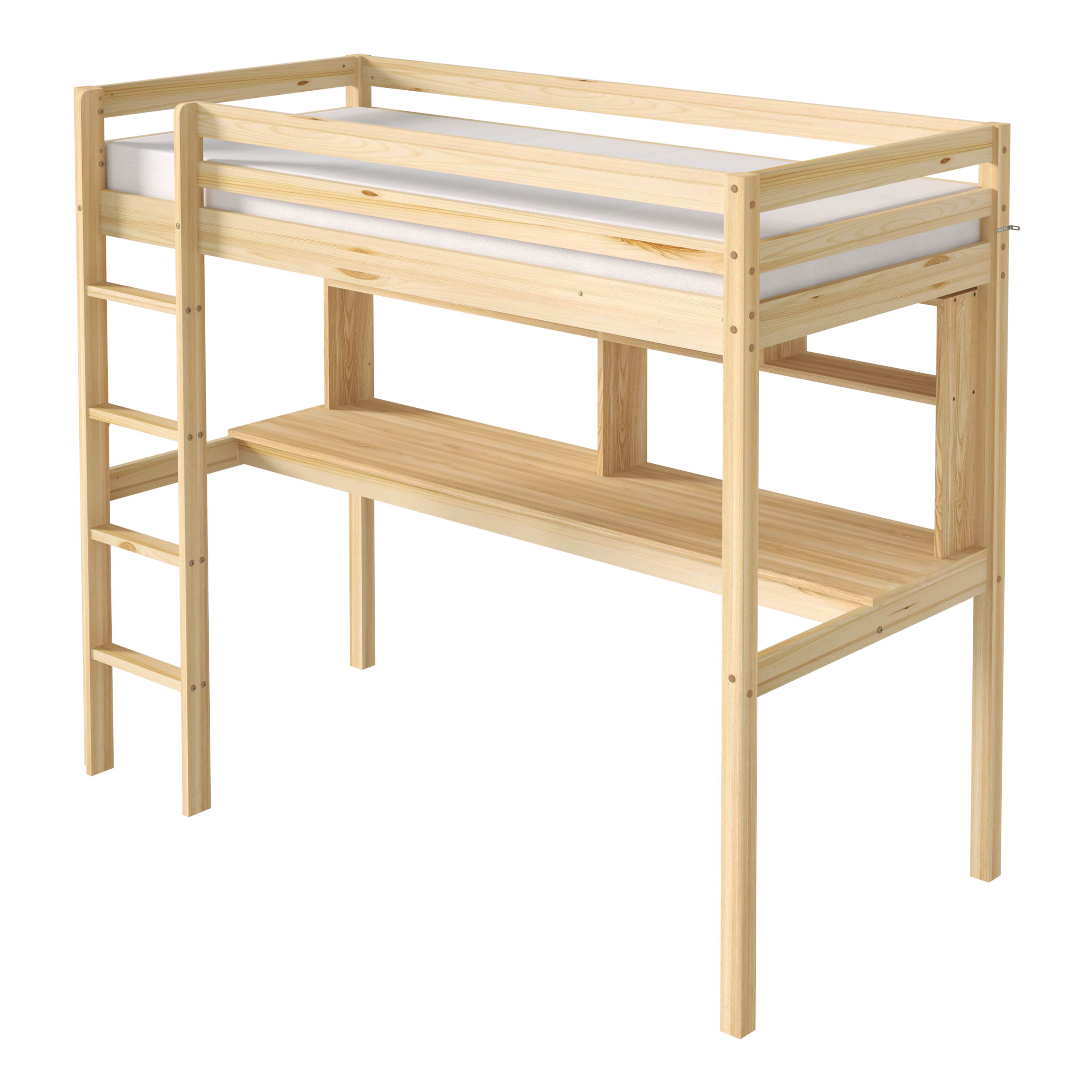Sunny Sil Loft Bed with Desk Natural – With Mattress