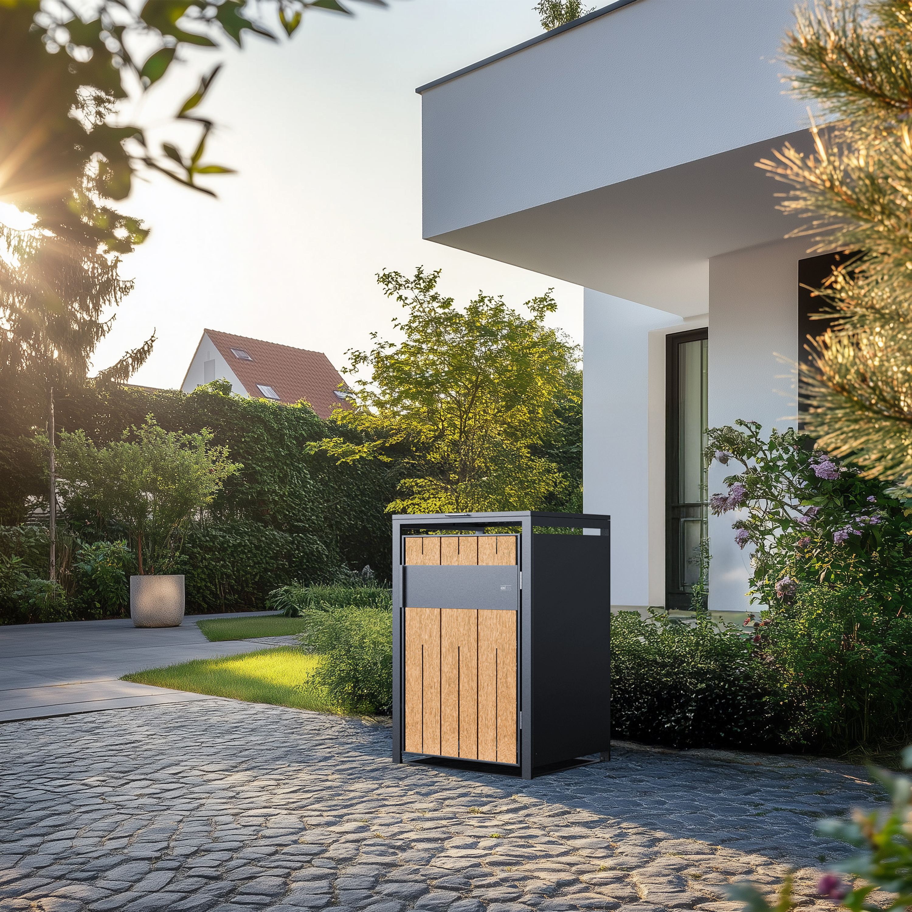 AXI Luke Metal Garbage Bin Shed - 1 Garbage Bin