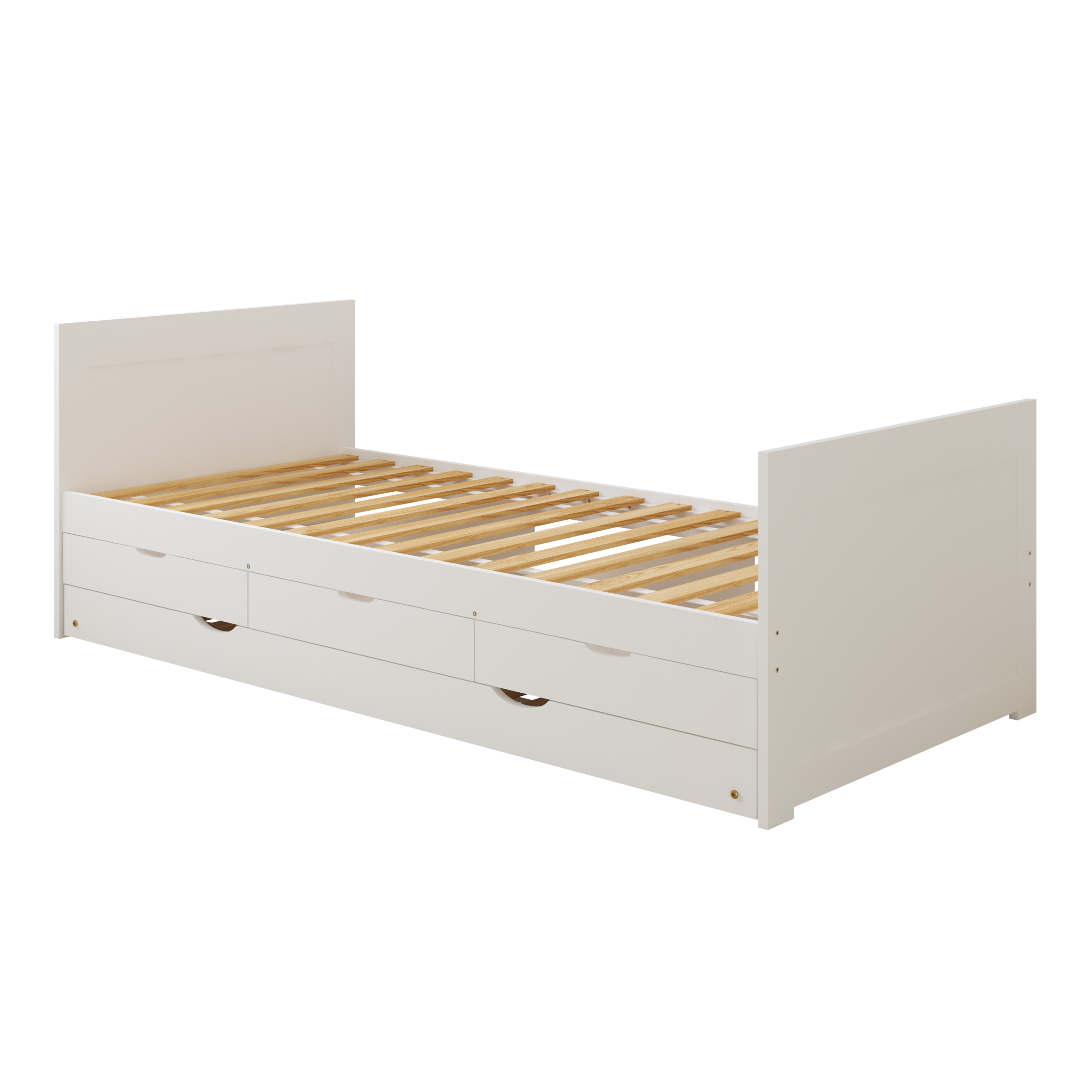 Sunny Eli Kids Bed with Pull-Out Bed and 3 Storage Drawers White – With Mattress